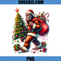 Santa Bigfoot Christmas PNG, Tree Xmas Lights Funny Sasquatch PNG