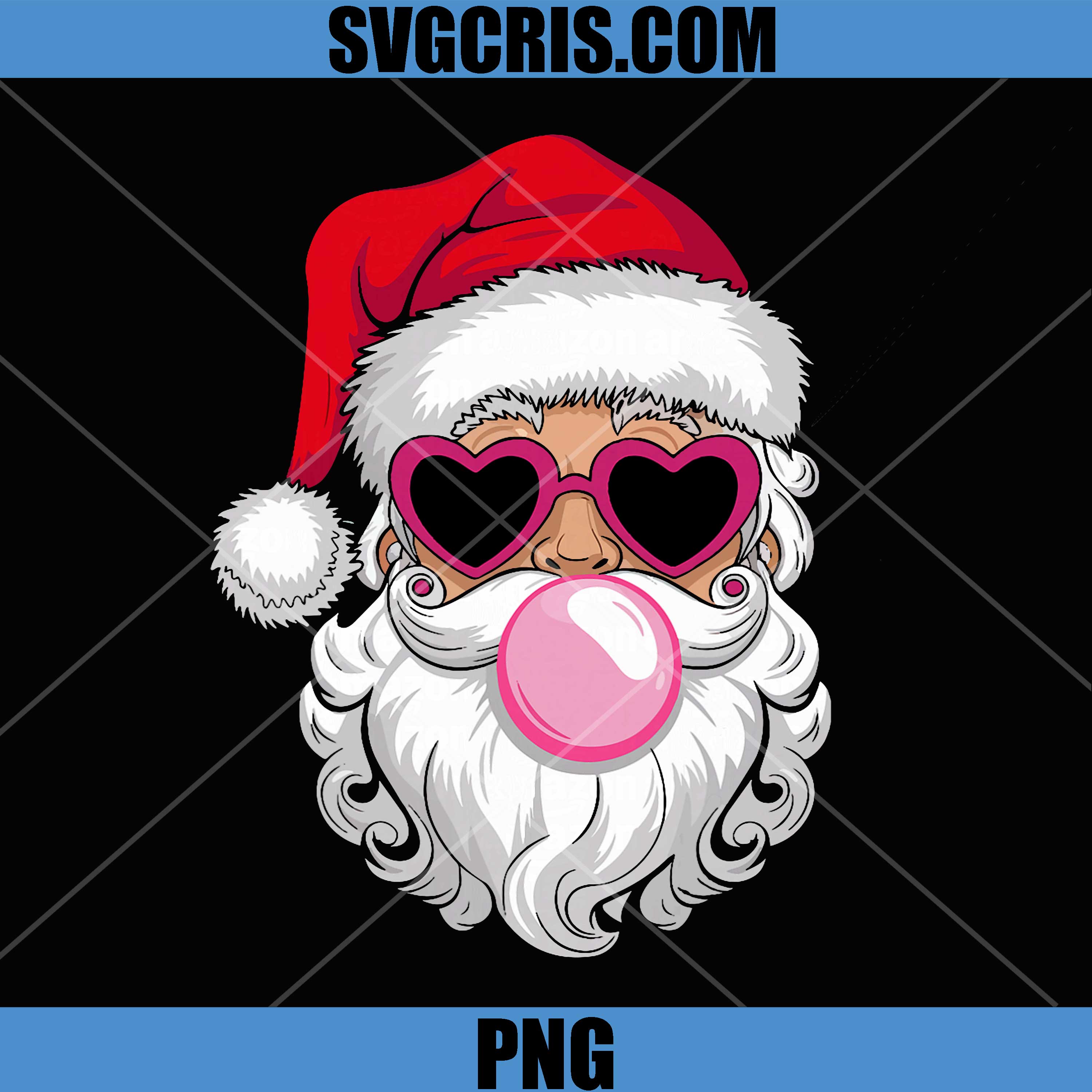 Santa Claus Blowing Bubble Gum Pink PNG, Sunglasses Christmas PNG