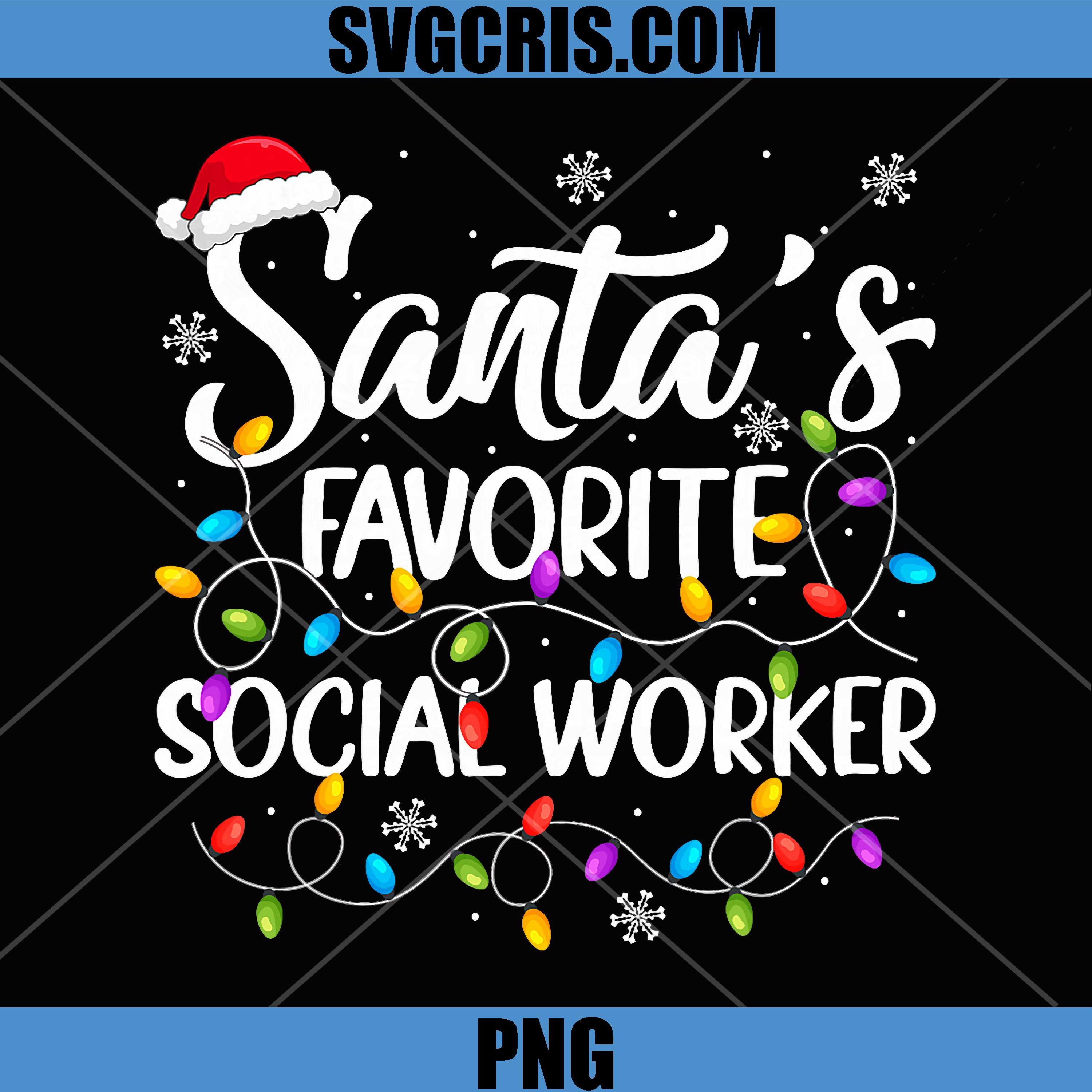 Santa Favorite Social Worker PNG, Christmas Lights Family PNG