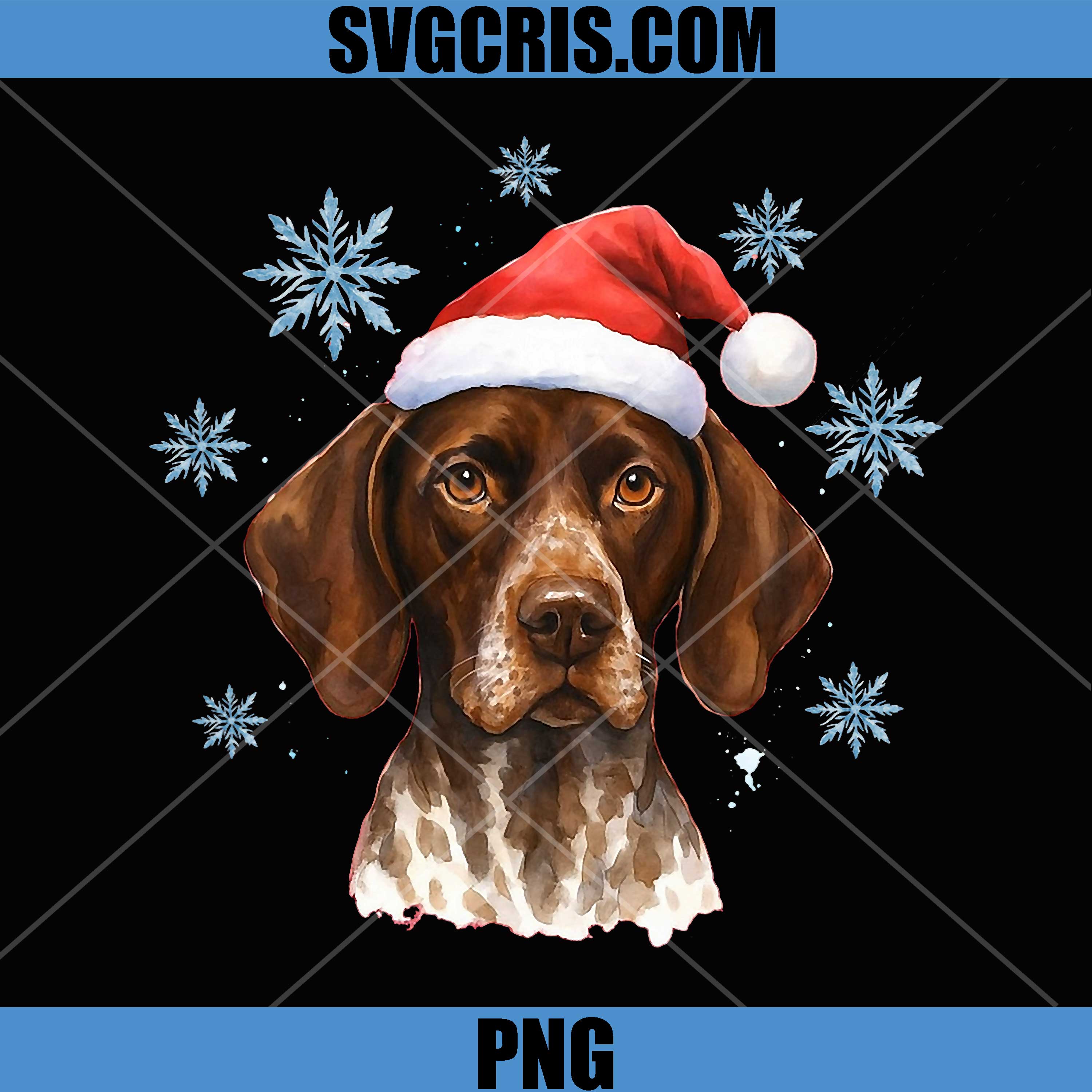 Santa German Shorthaired PNG, Pointer Christmas Winter GSP Dog PNG
