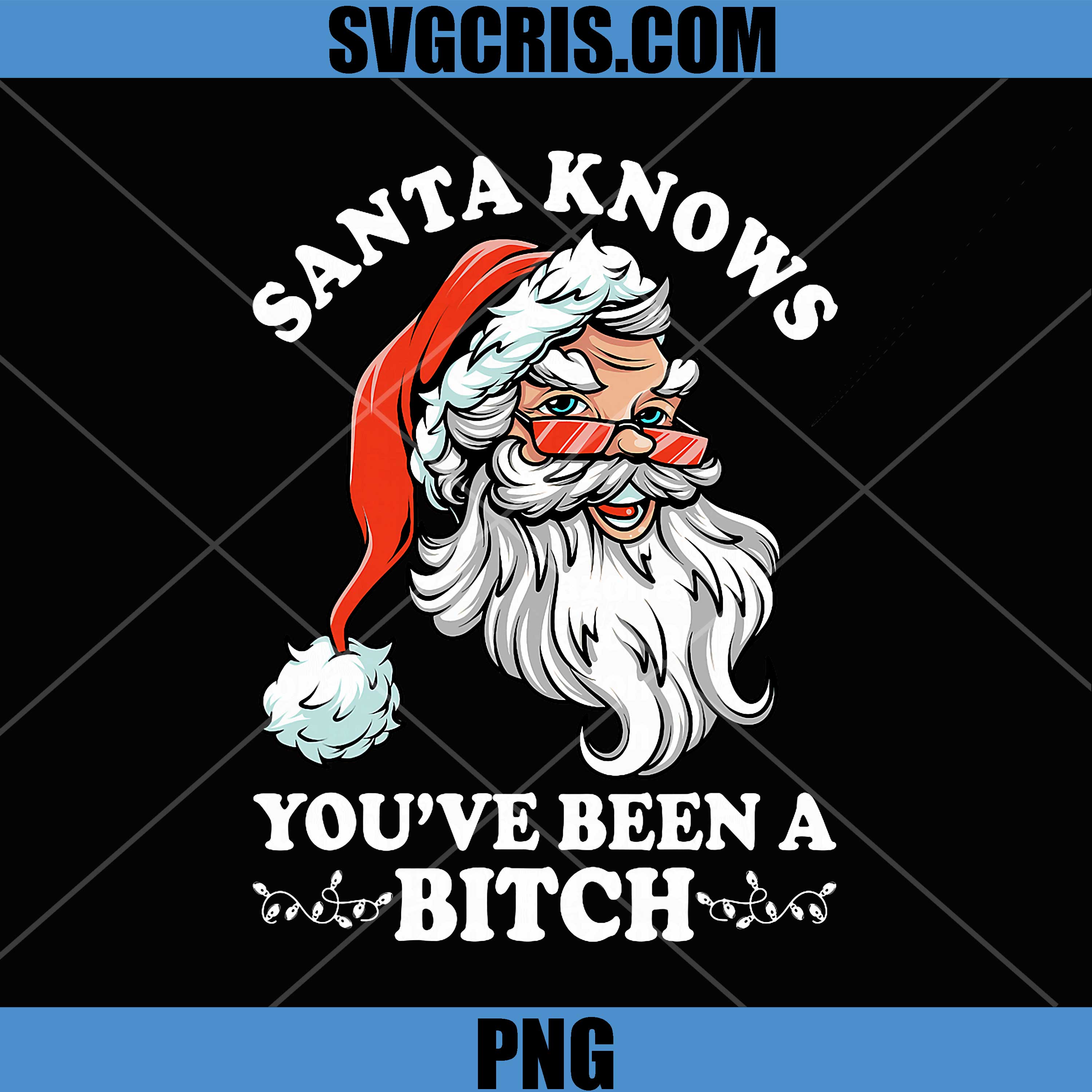 Santa Knows You've Been A Bitch PNG, Funny Adult Santa PNG
