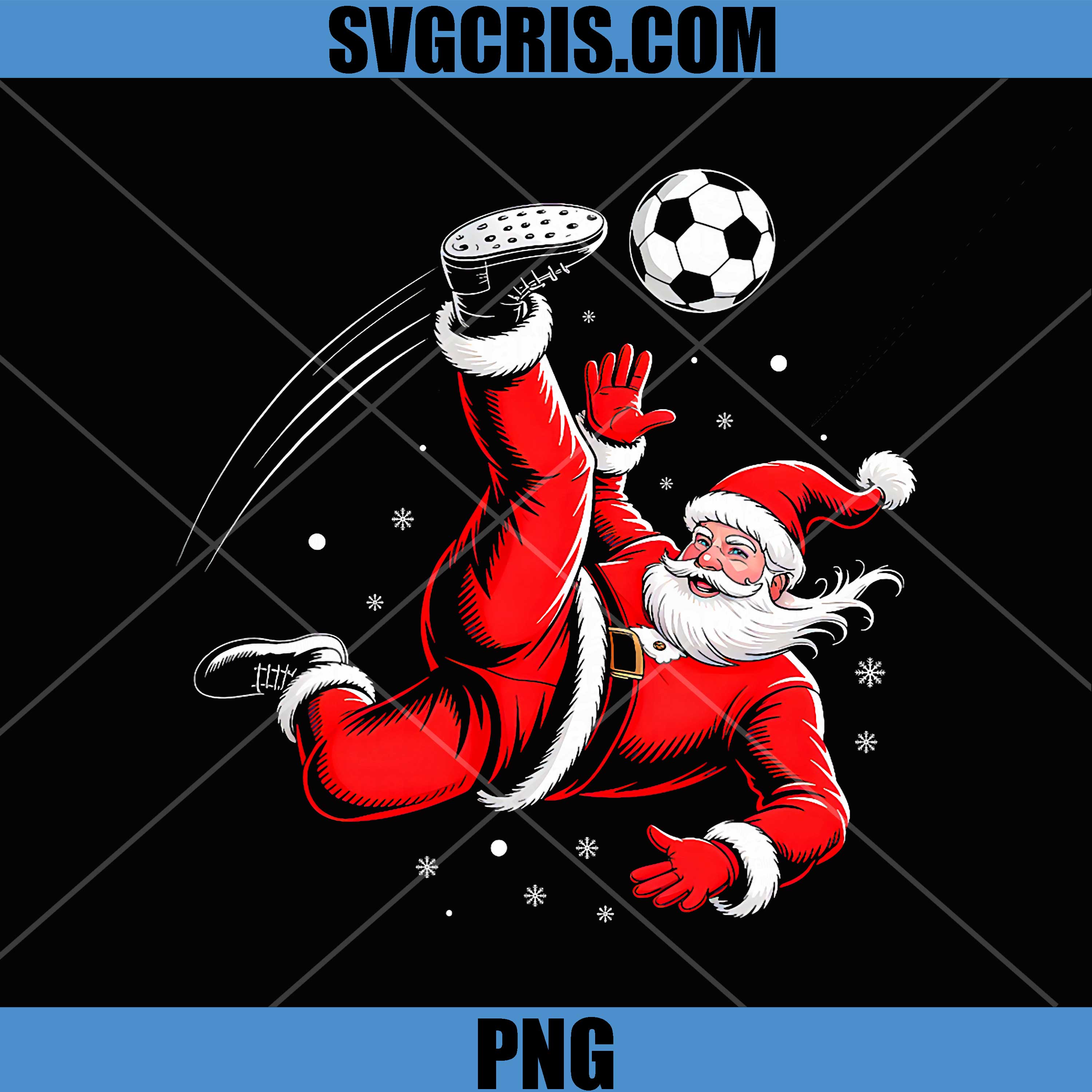 Santa Plays Soccer PNG, Christmas Sports Design PNG