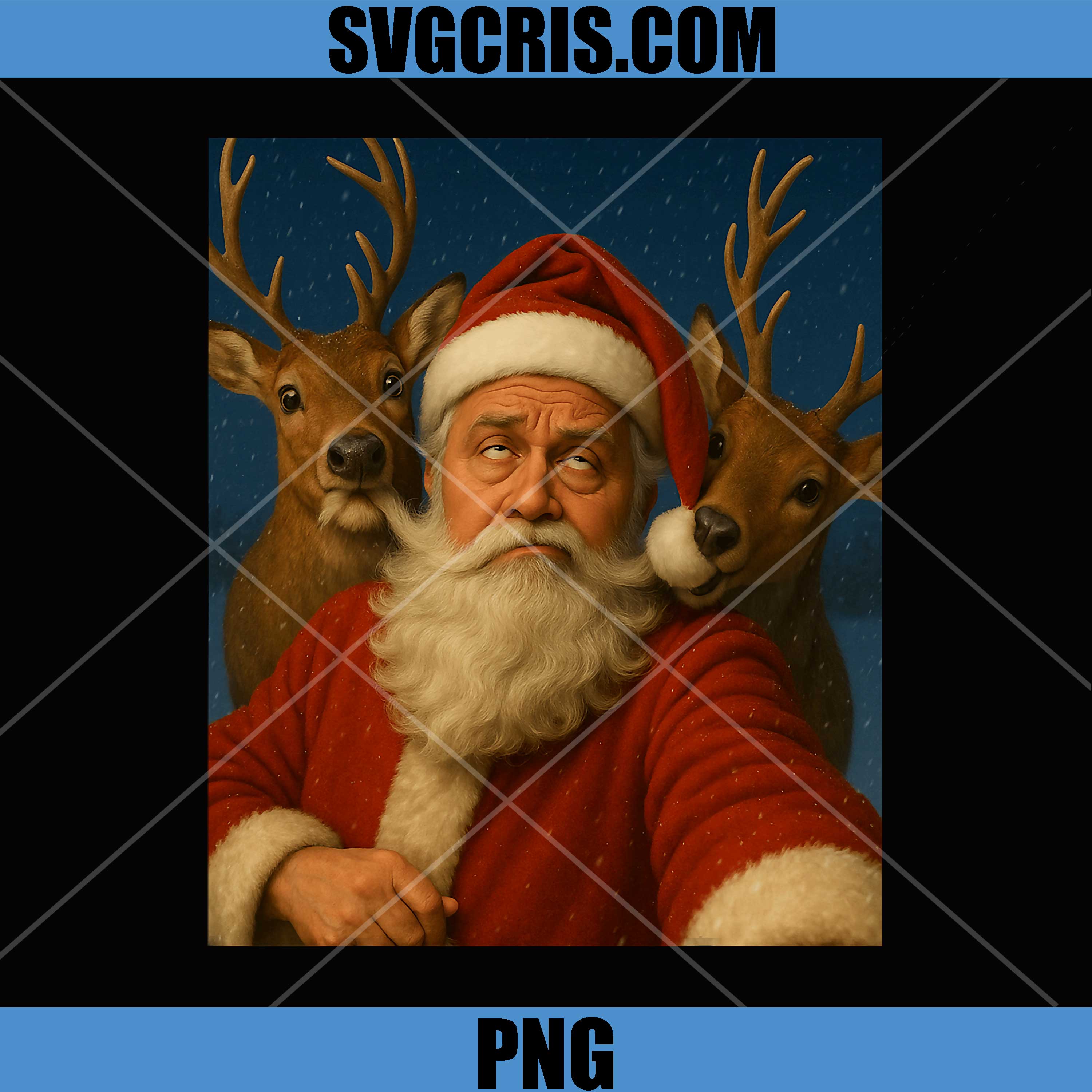 Santa Selfie with Reindeer PNG, Funny Christmas PNG