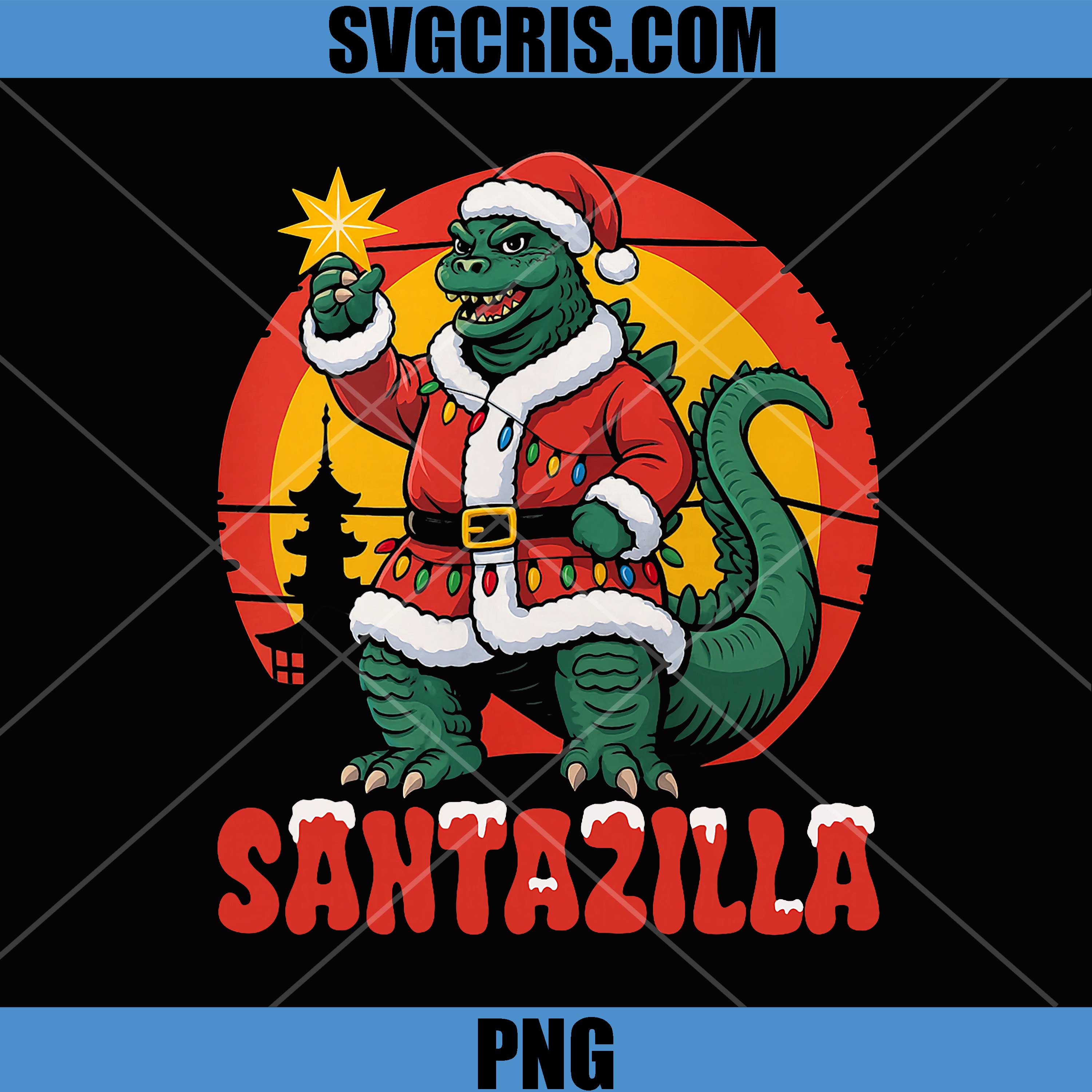 Santazilla Japanese PNG, Monster Dinosaur Kaiju Christmas PNG