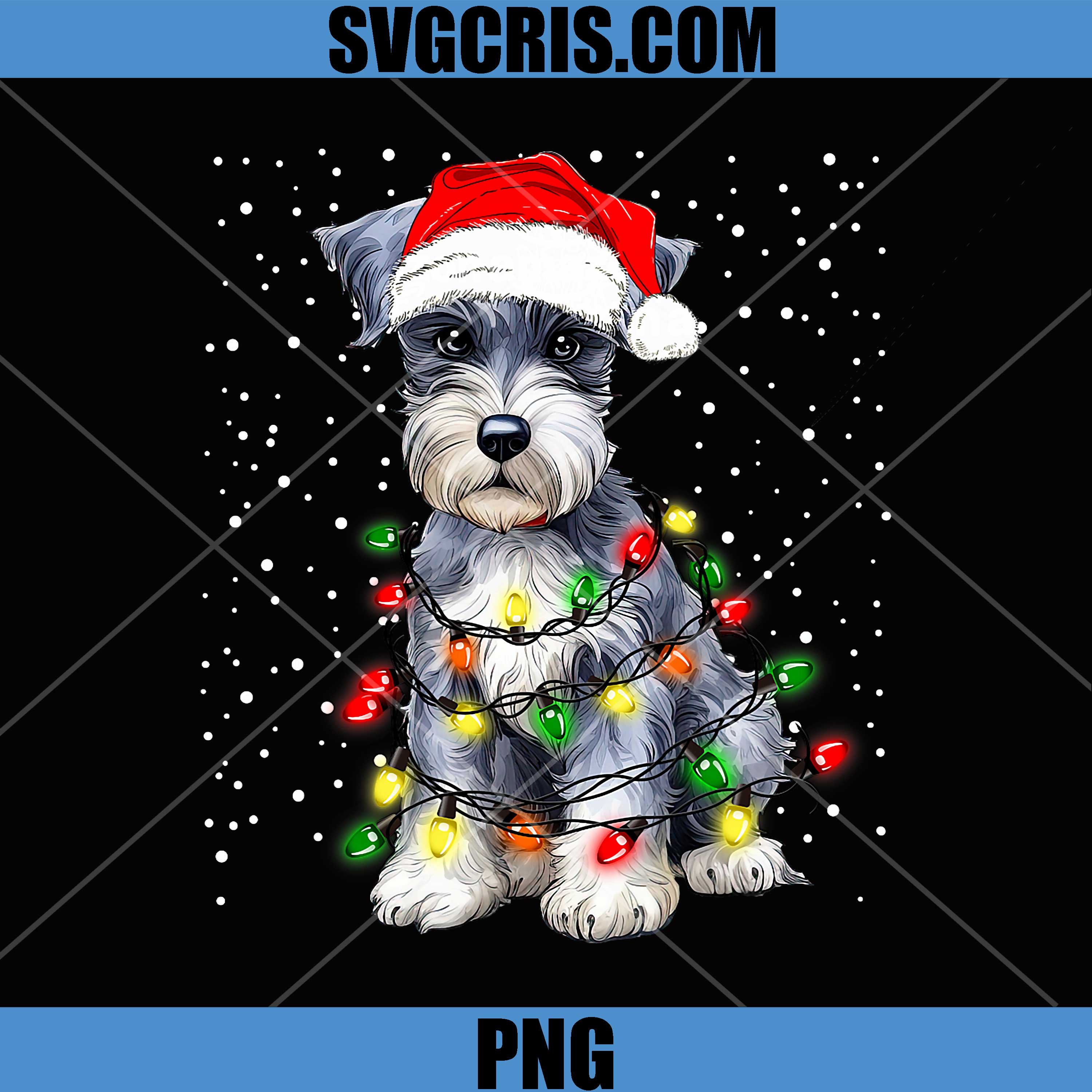 Schnauzer Dog with String PNG, Lights for Christmas PNG