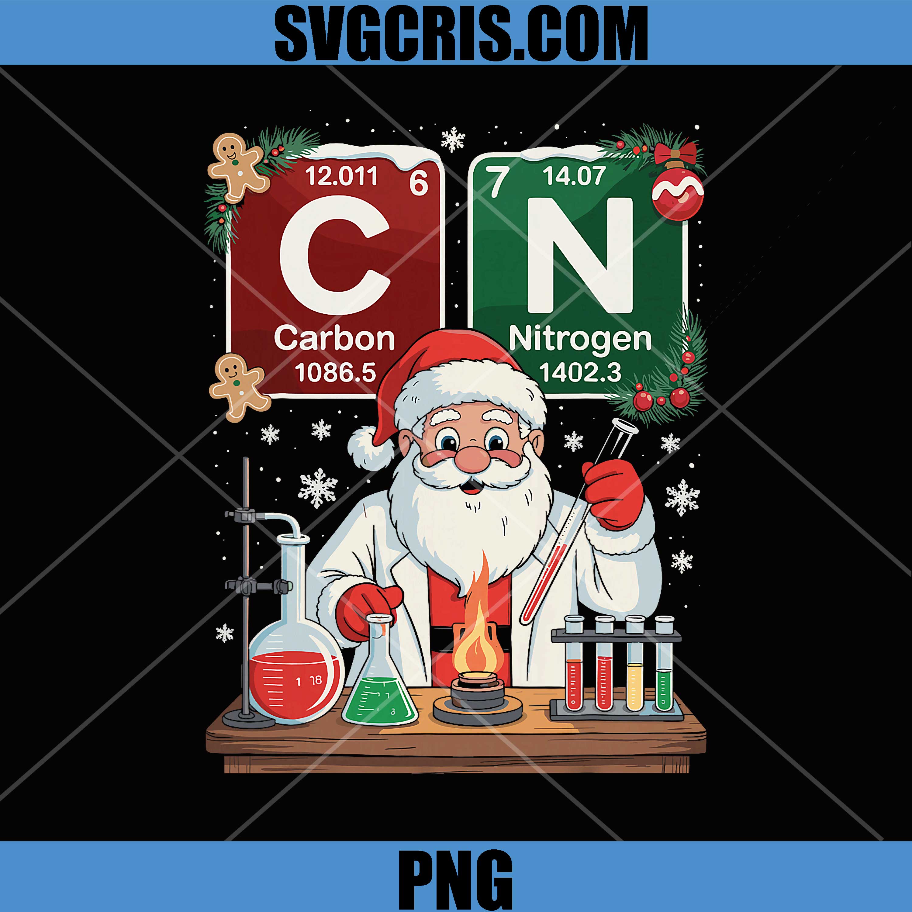 Science Christmas 6 7 Meme PNG, Santa Carbon Nitrogen Chemistry PNG