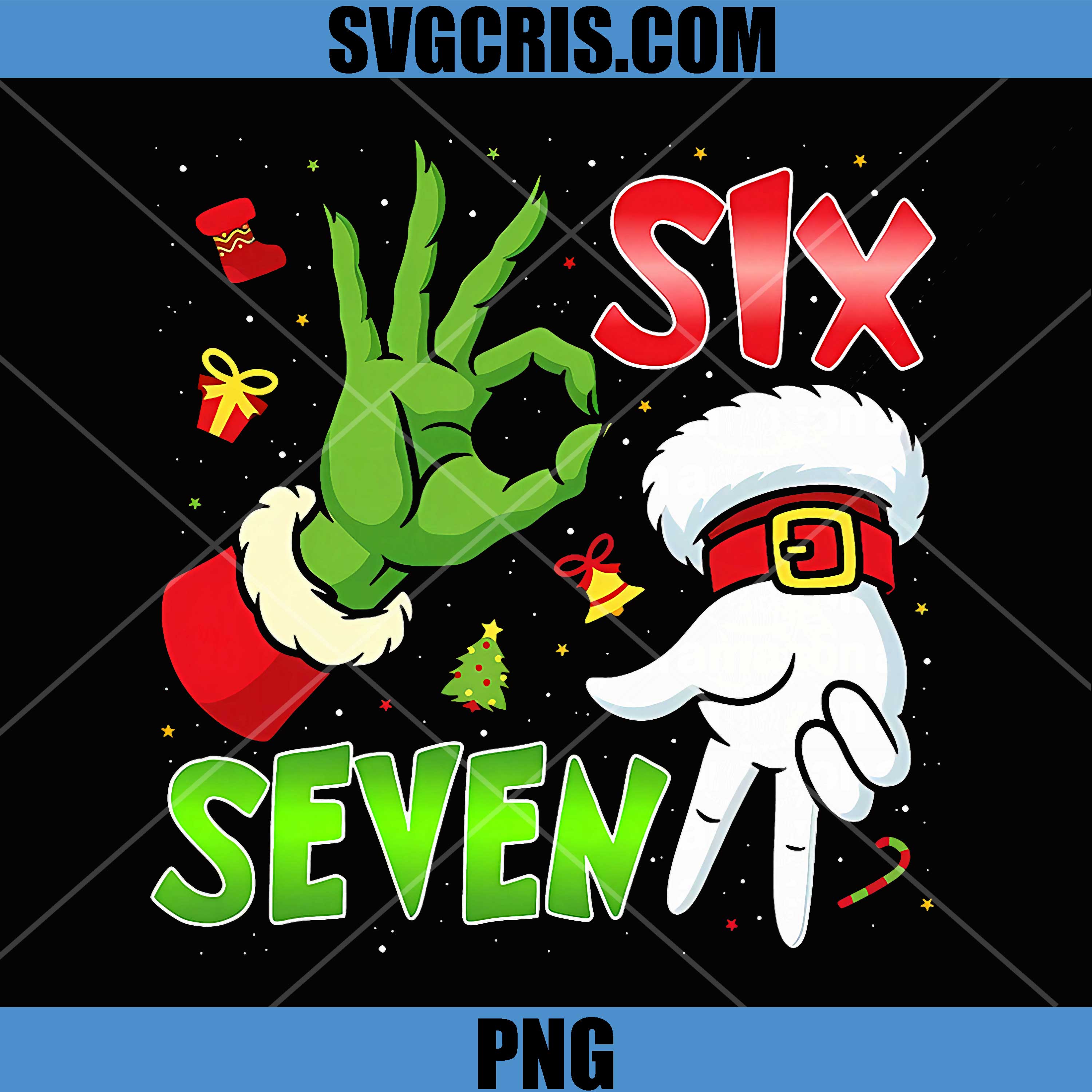Six Seven Christmas Slang PNG, Cool Holiday Meme Graphic PNG
