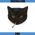 Black Cat Smoking Face PNG, Vintage Grunge Dark Aesthetic Cat PNG