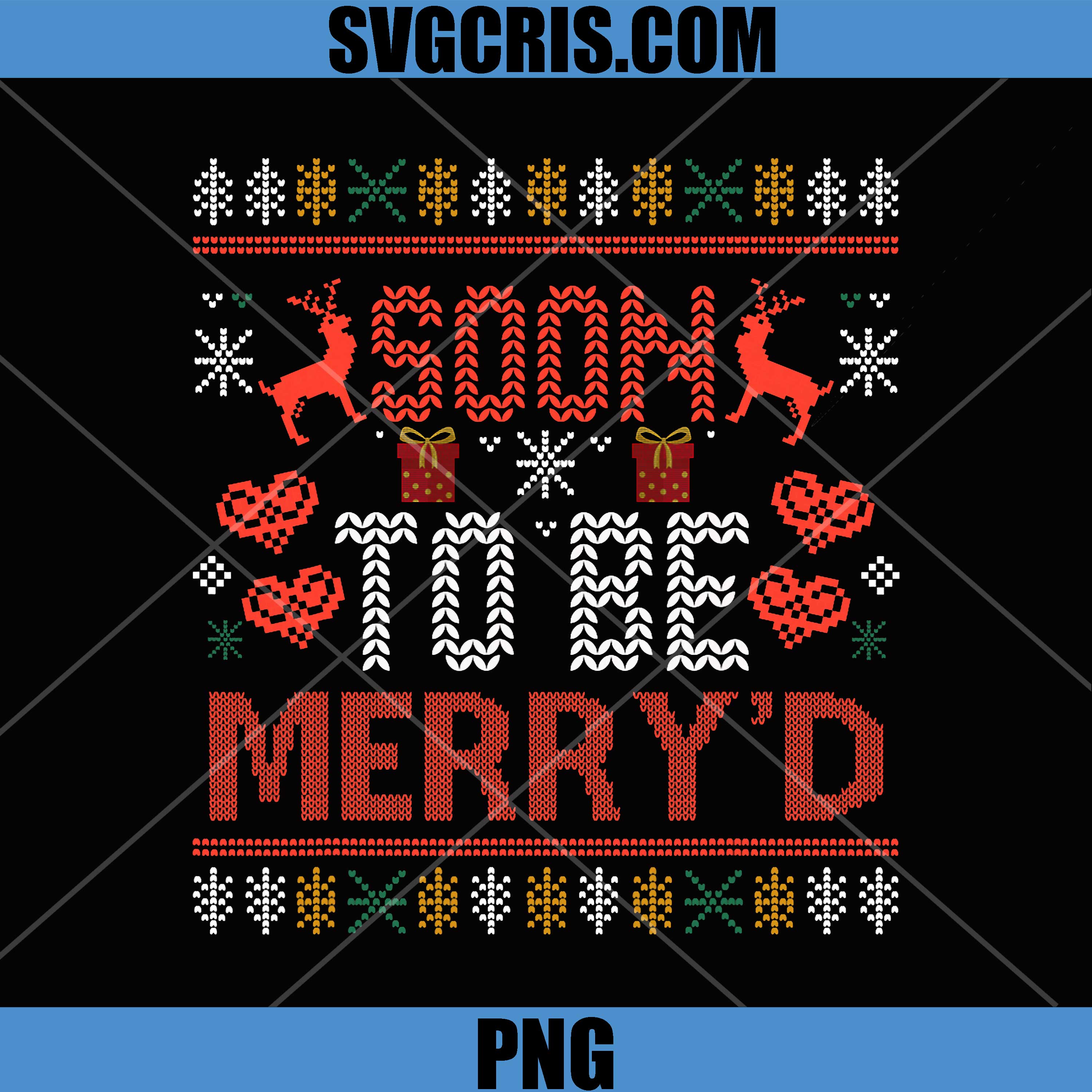 Soon To Be Merry'd Christmas PNG, Engaged Couple Matching Xmas PNG