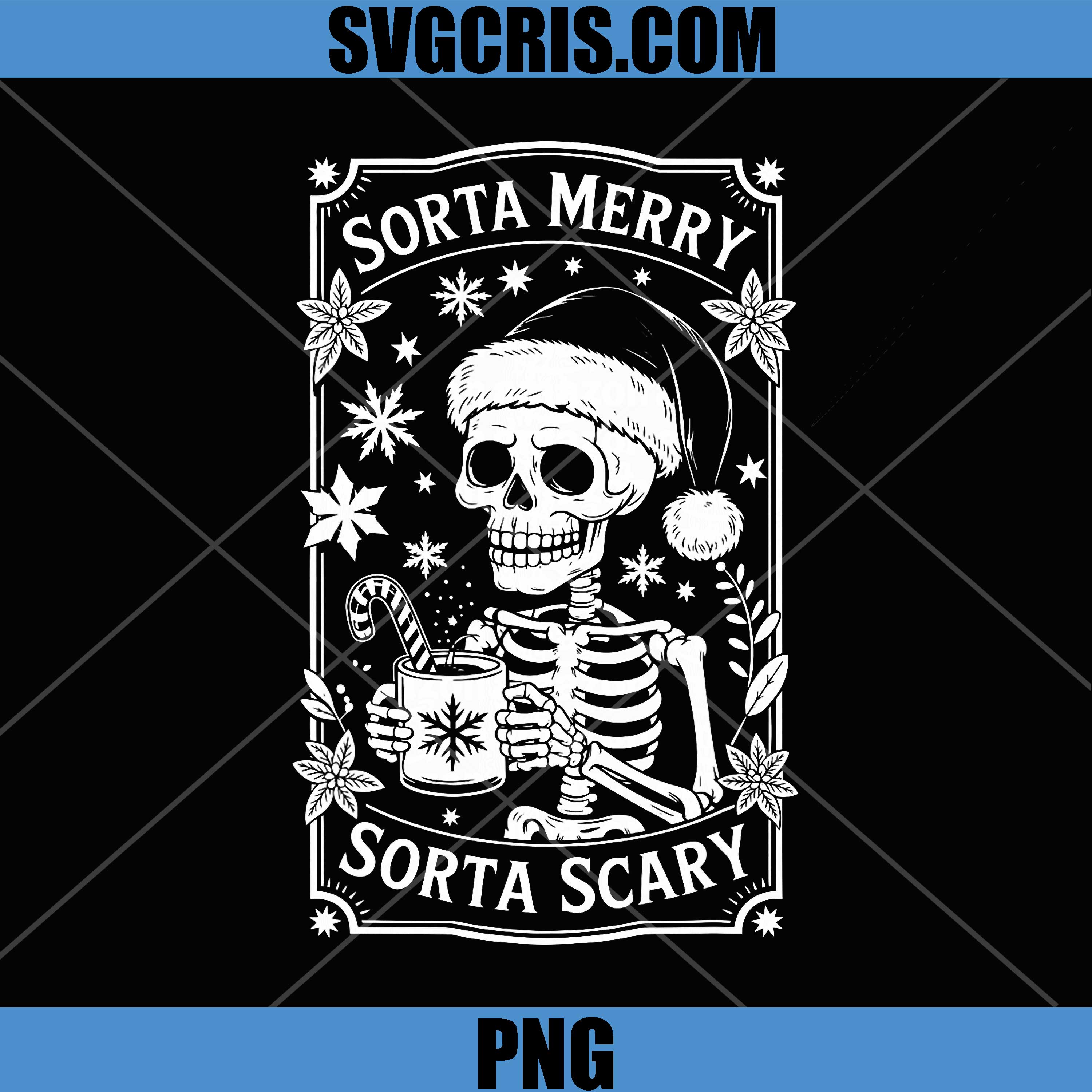 Sorta Merry Sorta Scary PNG, Funny Skeleton Xmas Christmas Horror PNG
