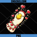 Sparkle Duck with Heart Bling PNG, Funny Valentine Animal Art PNG