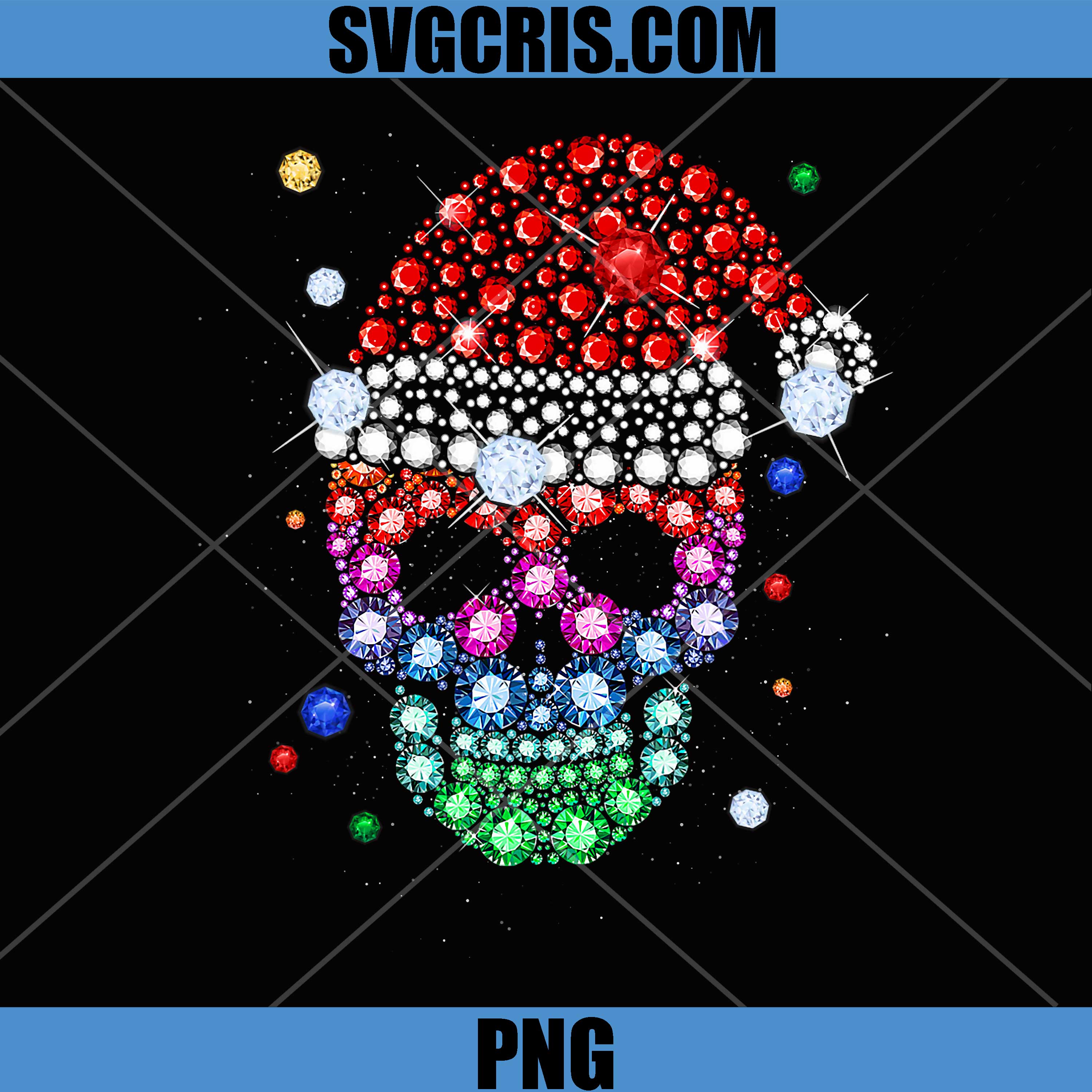 Sugar Skull with Santa Hat PNG, Merry Christmas PNG