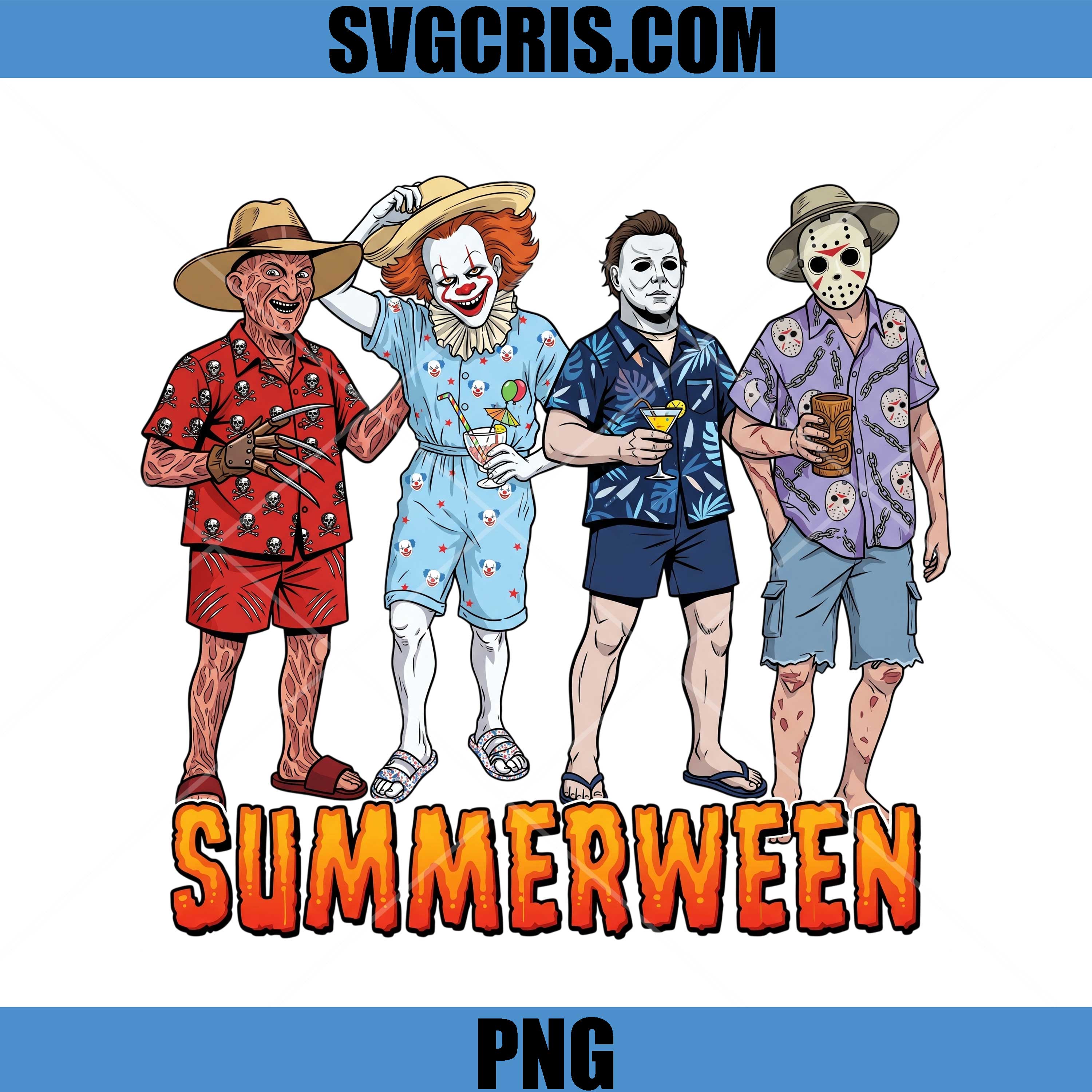 Summerween Horror Icons PNG, Summerween Party Design PNG