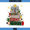 Teacher Christmas Tree Lights PNG, Pencil Leopard Print Cute Bow PNG