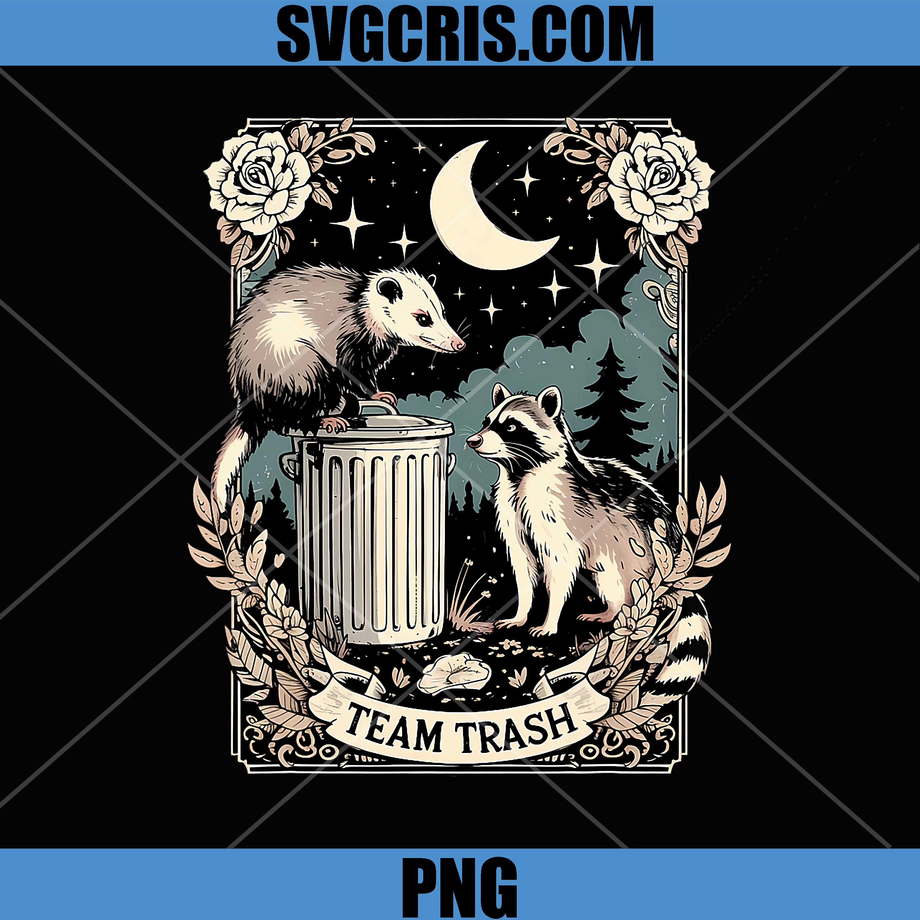 Team Trash PNG, Raccoon Possum Vintage PNG, Tarot Card Funny Racoon PNG