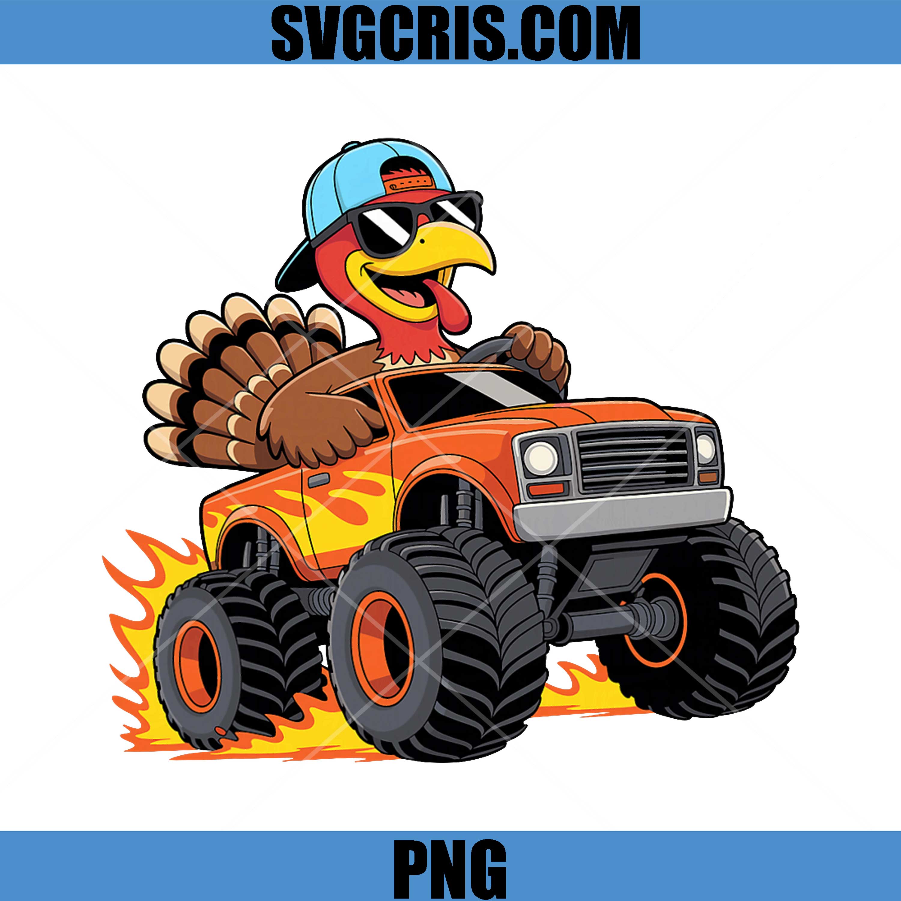 Thanksgiving PNG, Turkey Riding Monster Truck PNG
