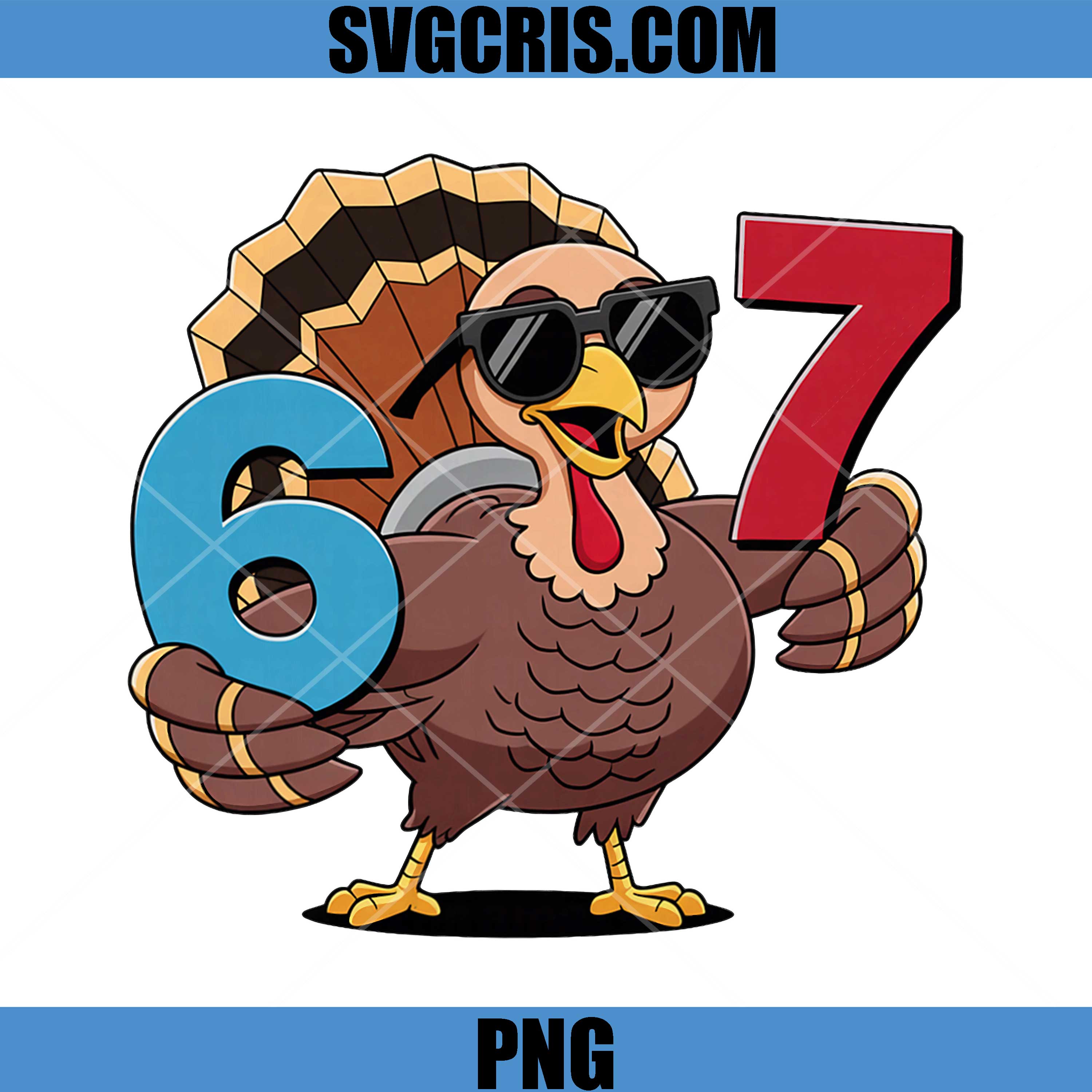 Cool Turkey 6 7 Sunglasses PNG, Funny Thanksgiving Number PNG