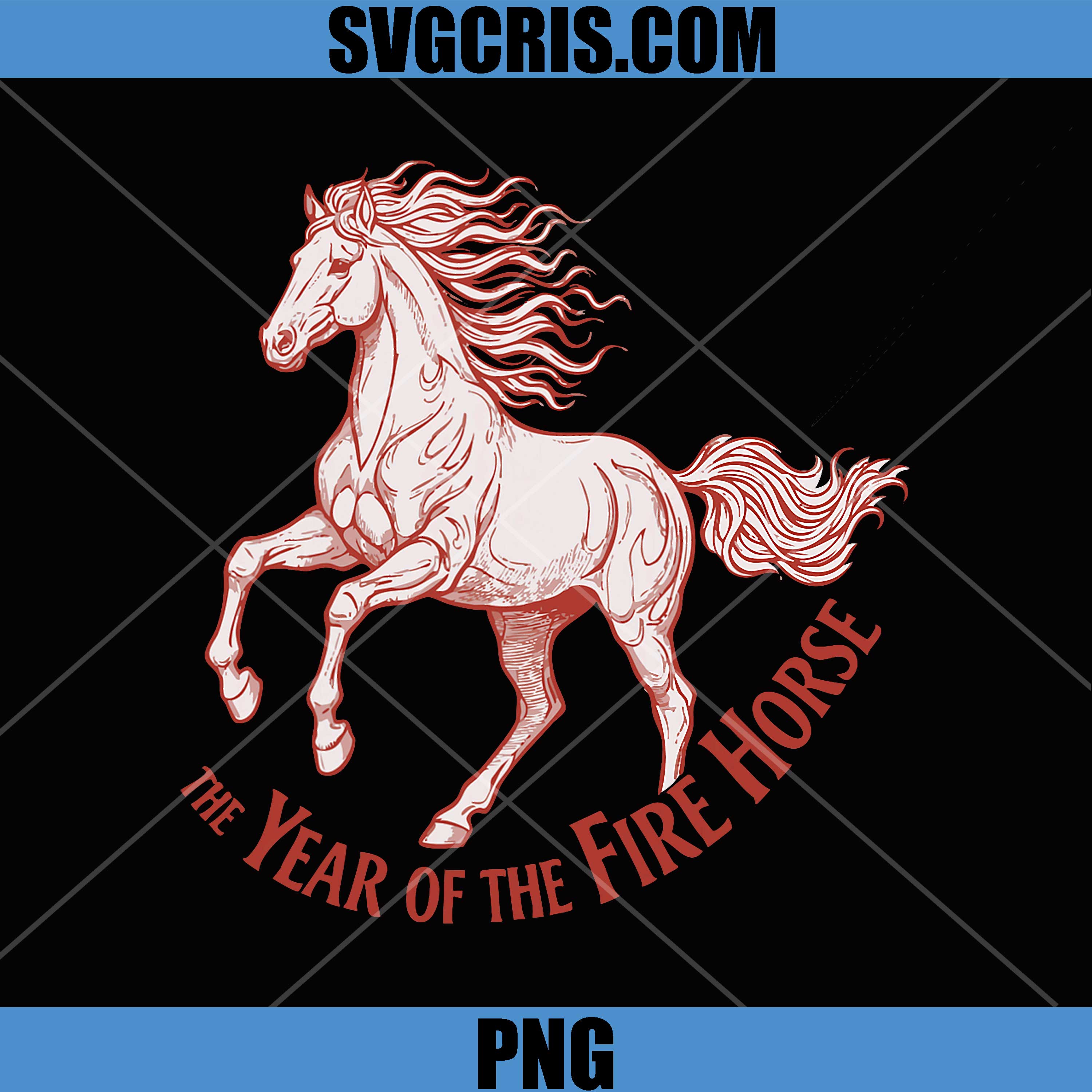 The Year Of The Fire Horse PNG, Vintage Fire Horse Illustration PNG