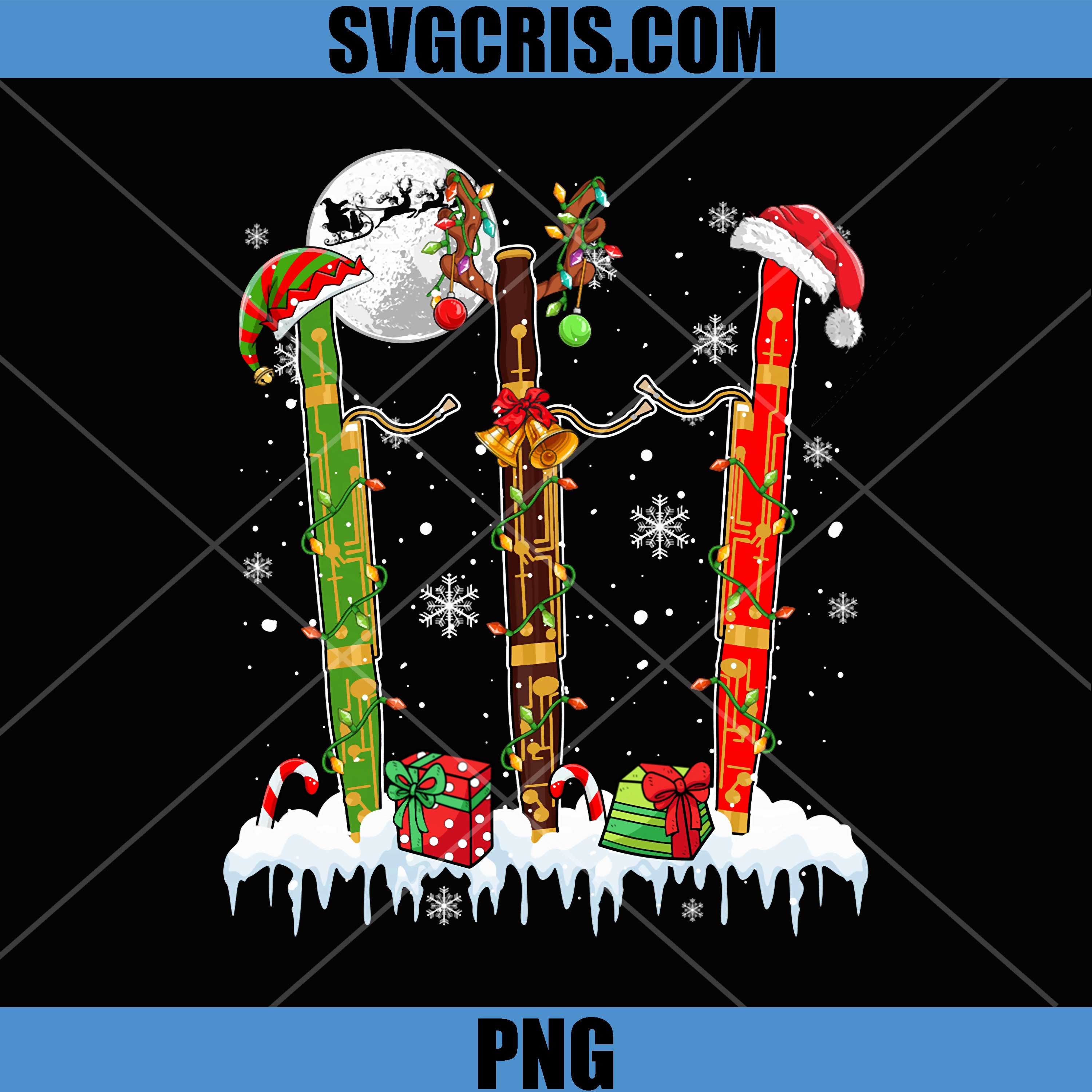Three Santa Reindeer Elf PNG, Bassoons Instruments PNG, Xmas Musician PNG