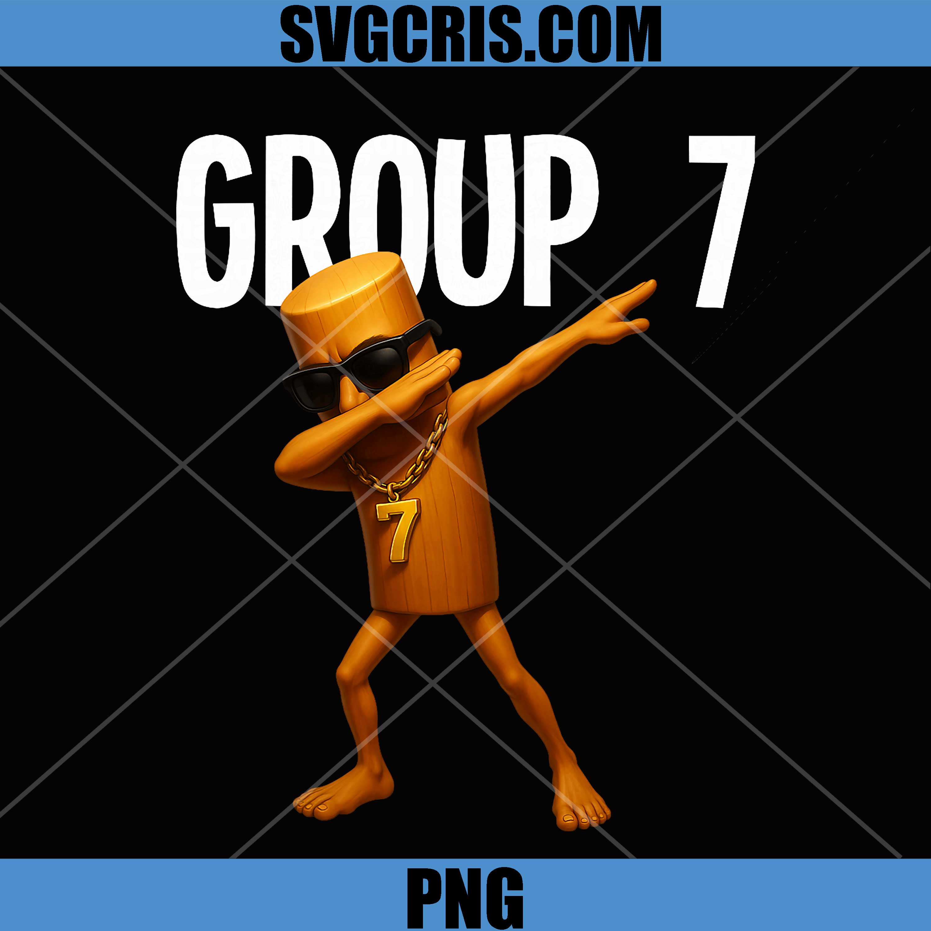 Tung Sahur Gold Chain PNG, Group 7 Dabbing Brainrot Meme PNG