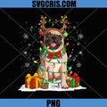 Christmas Pug With Antlers Lights PNG, Cute Pug Gift PNG