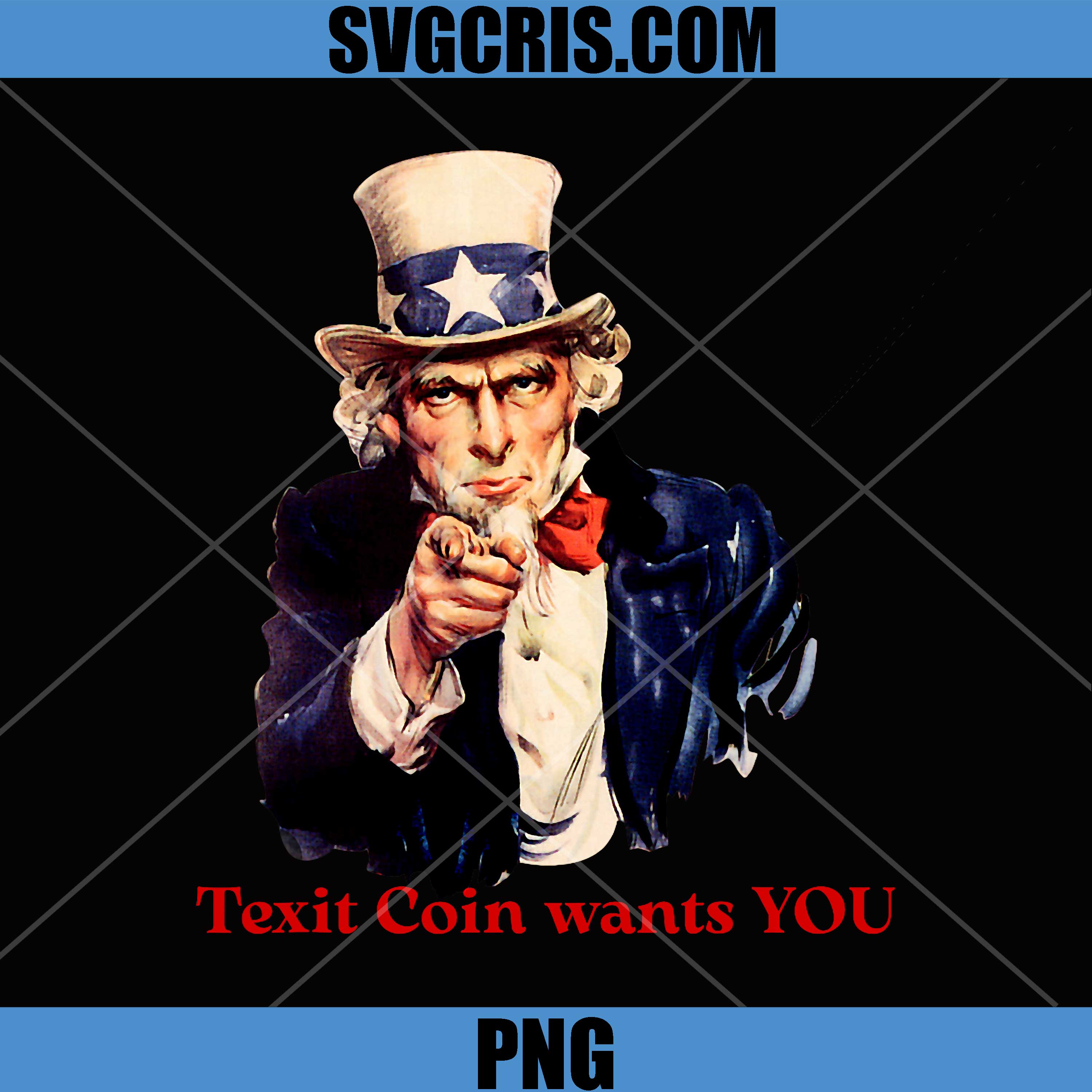 Uncle Sam Texit Coin PNG, Funny Patriotic Texas Vintage PNG
