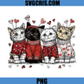 Valentine Cat Group Cute PNG, Happy Meowentines Heart PNG