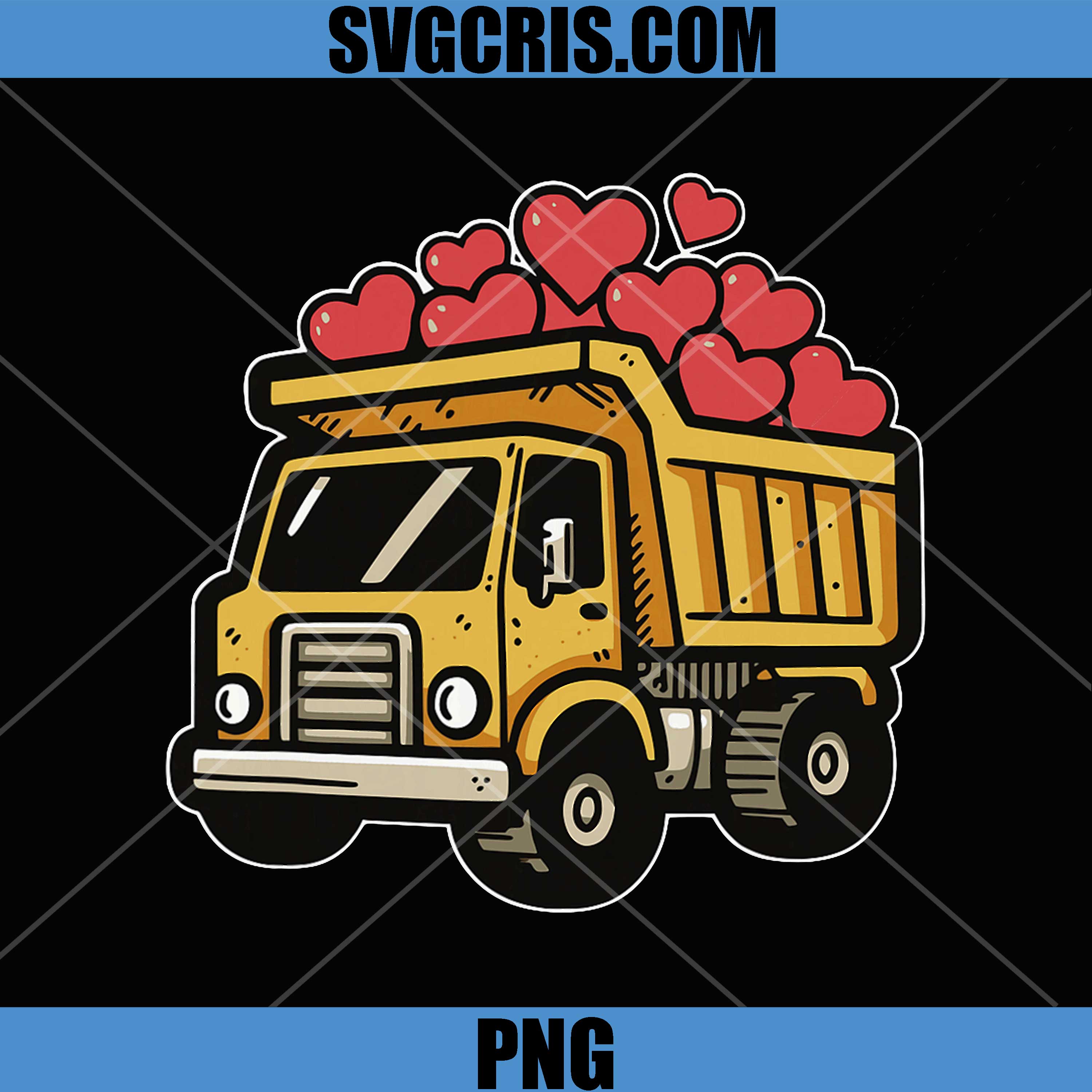 Valentine Day PNG, Dump Truck Full of Hearts PNG