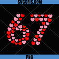 Valentine Heart 67 Number PNG, Love Hearts Sixty Seven PNG