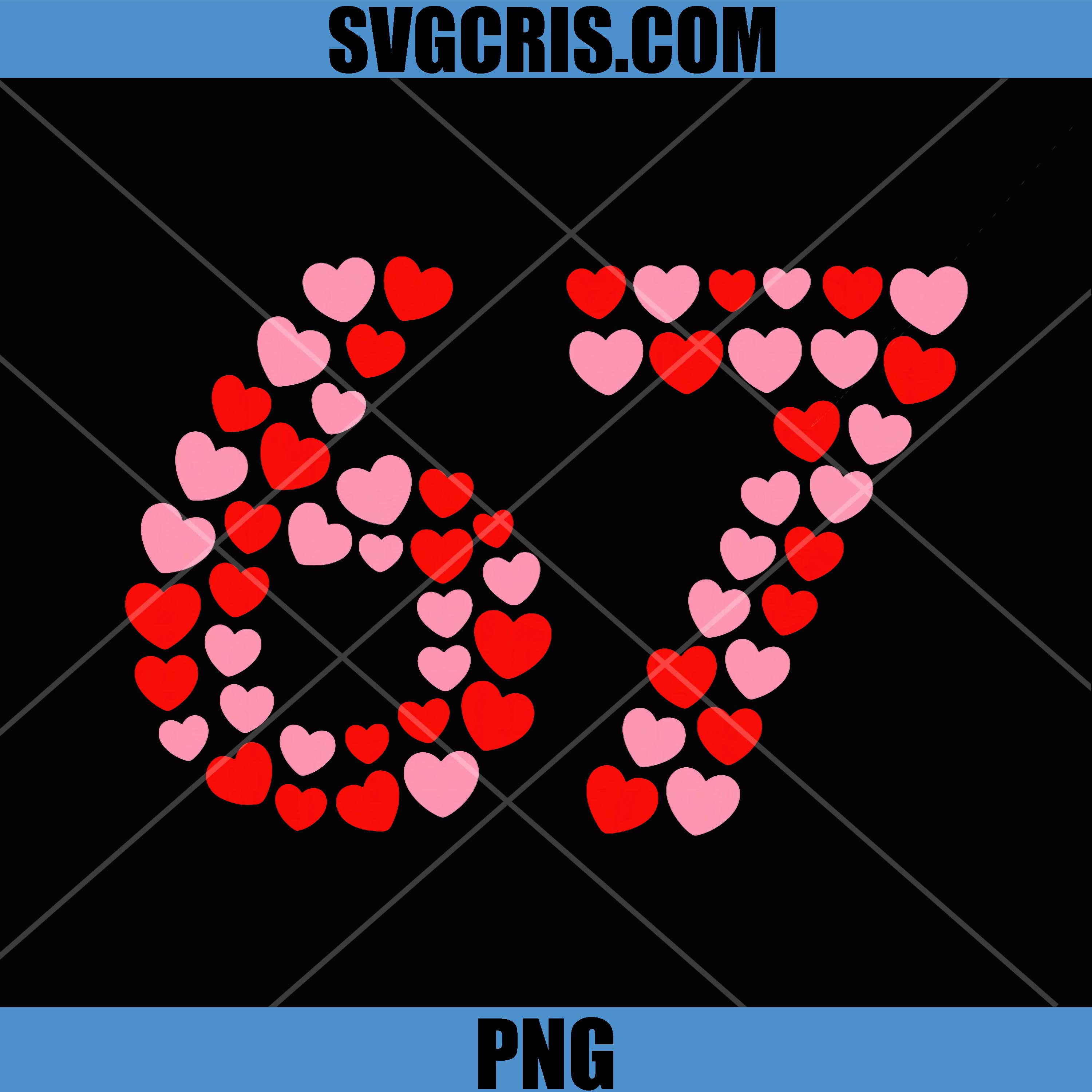Valentine Heart 67 Number PNG, Love Hearts Sixty Seven PNG