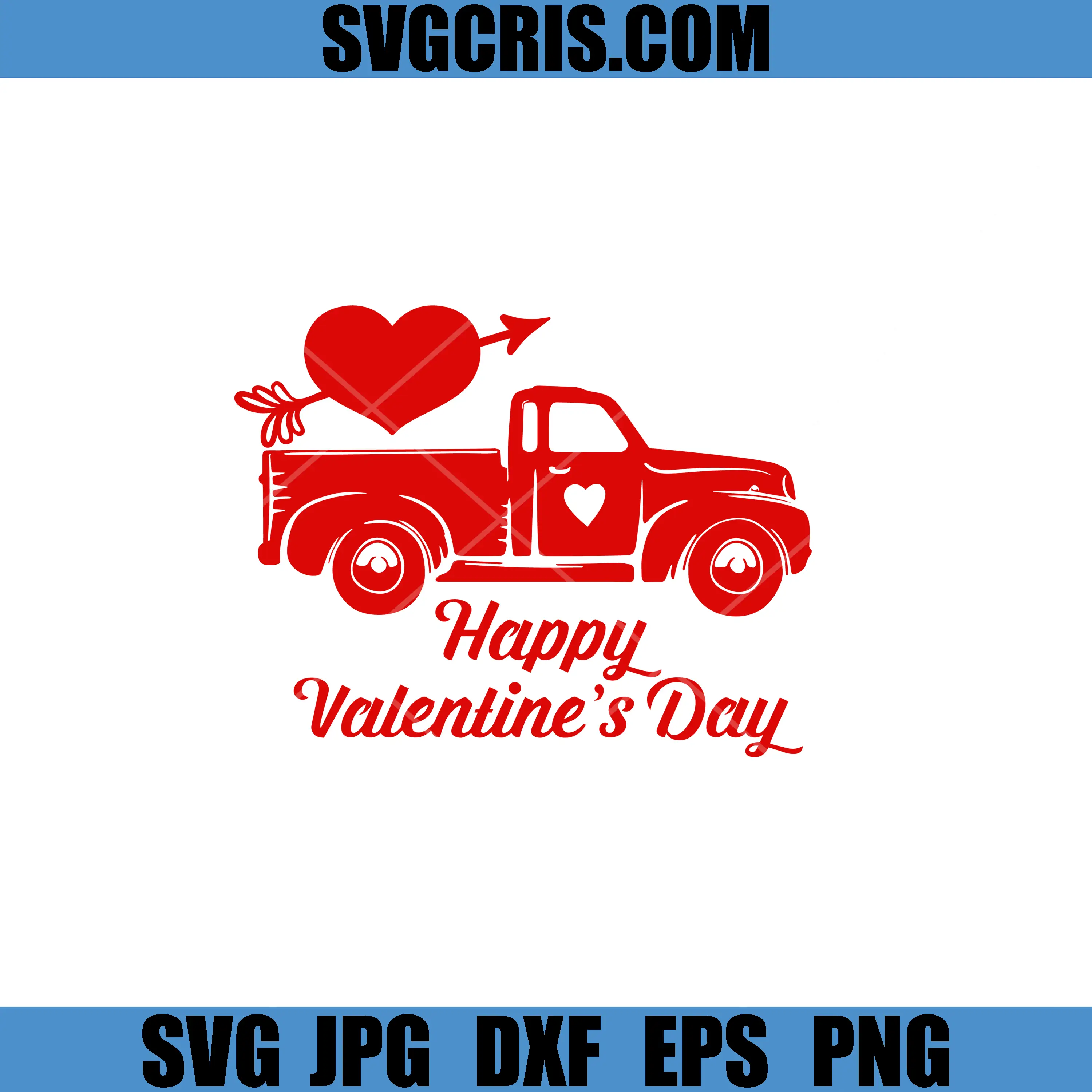 Happy Valentines Day Truck SVG, Vintage Love Heart Pickup SVG