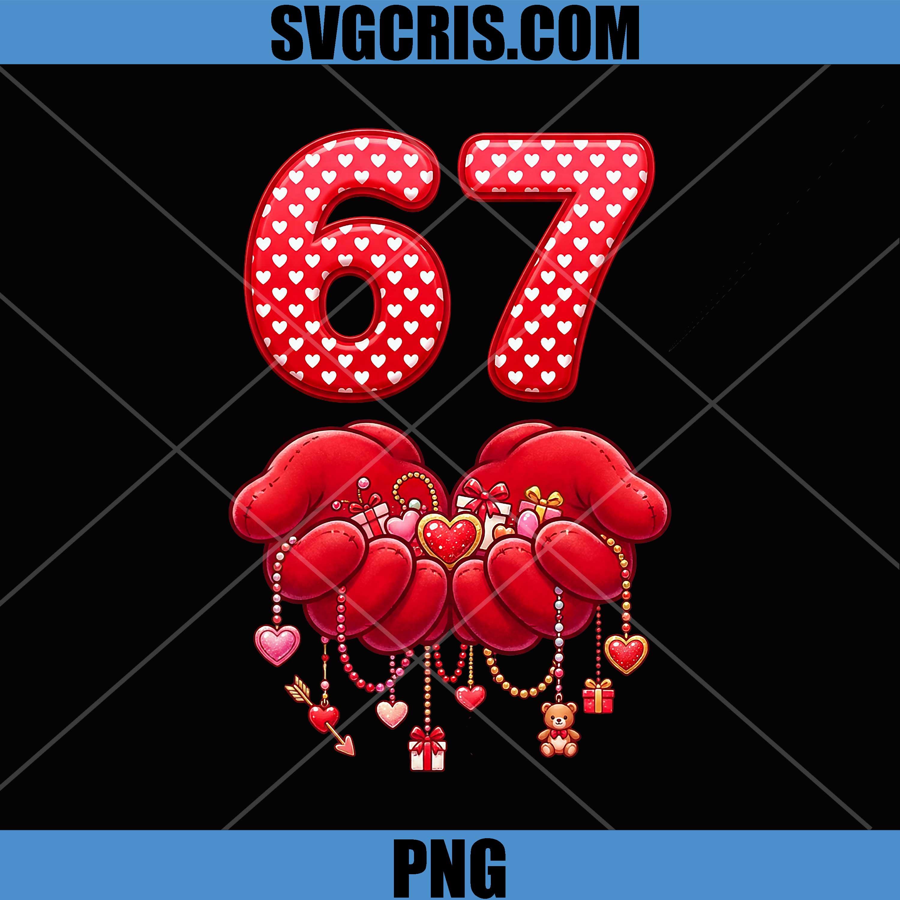 Valentines Day Funny 67 PNG, Six Seven Valentine Heart Hands Meme PNG