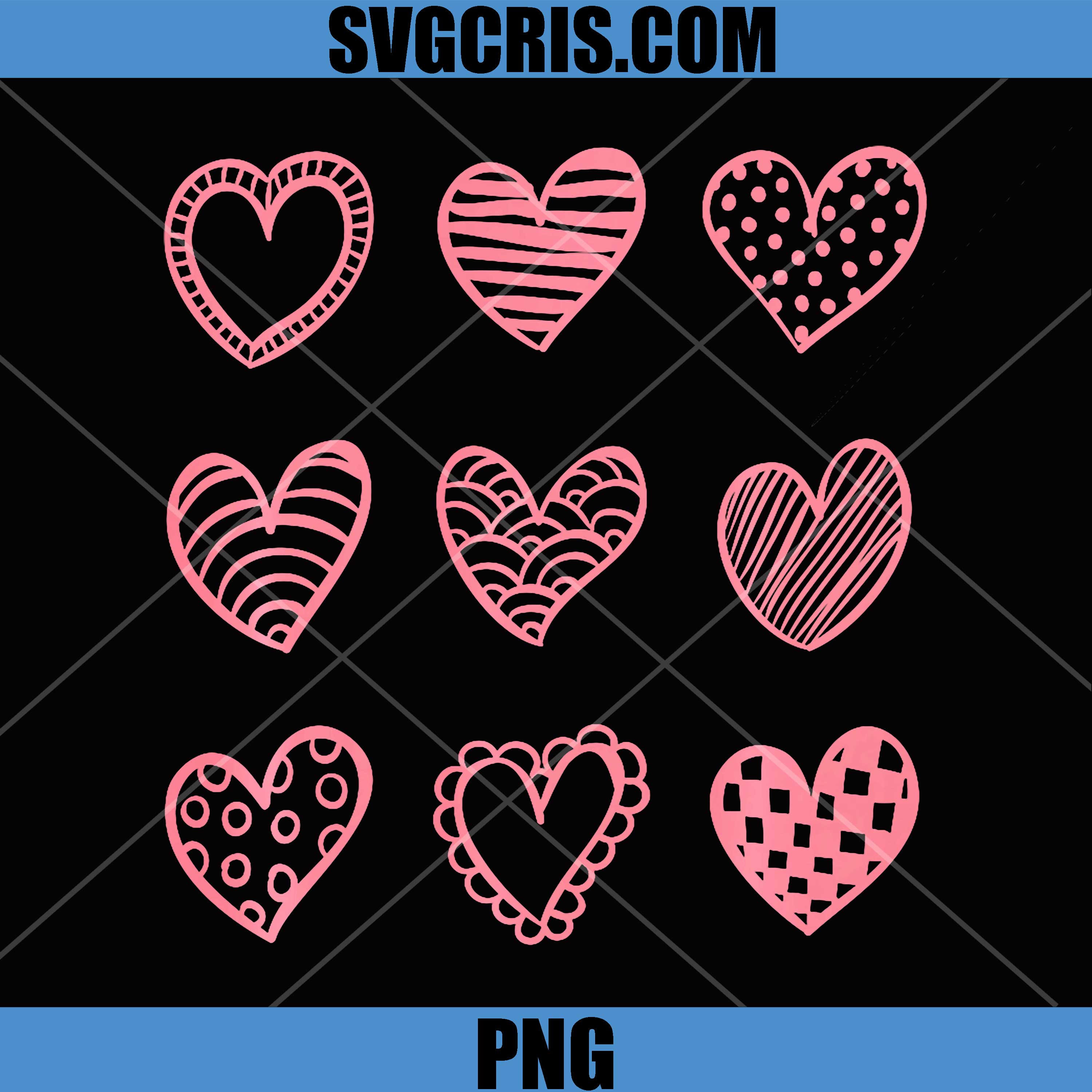 Valentine Hand Drawn Hearts PNG, Cute Pink Doodle Hearts PNG