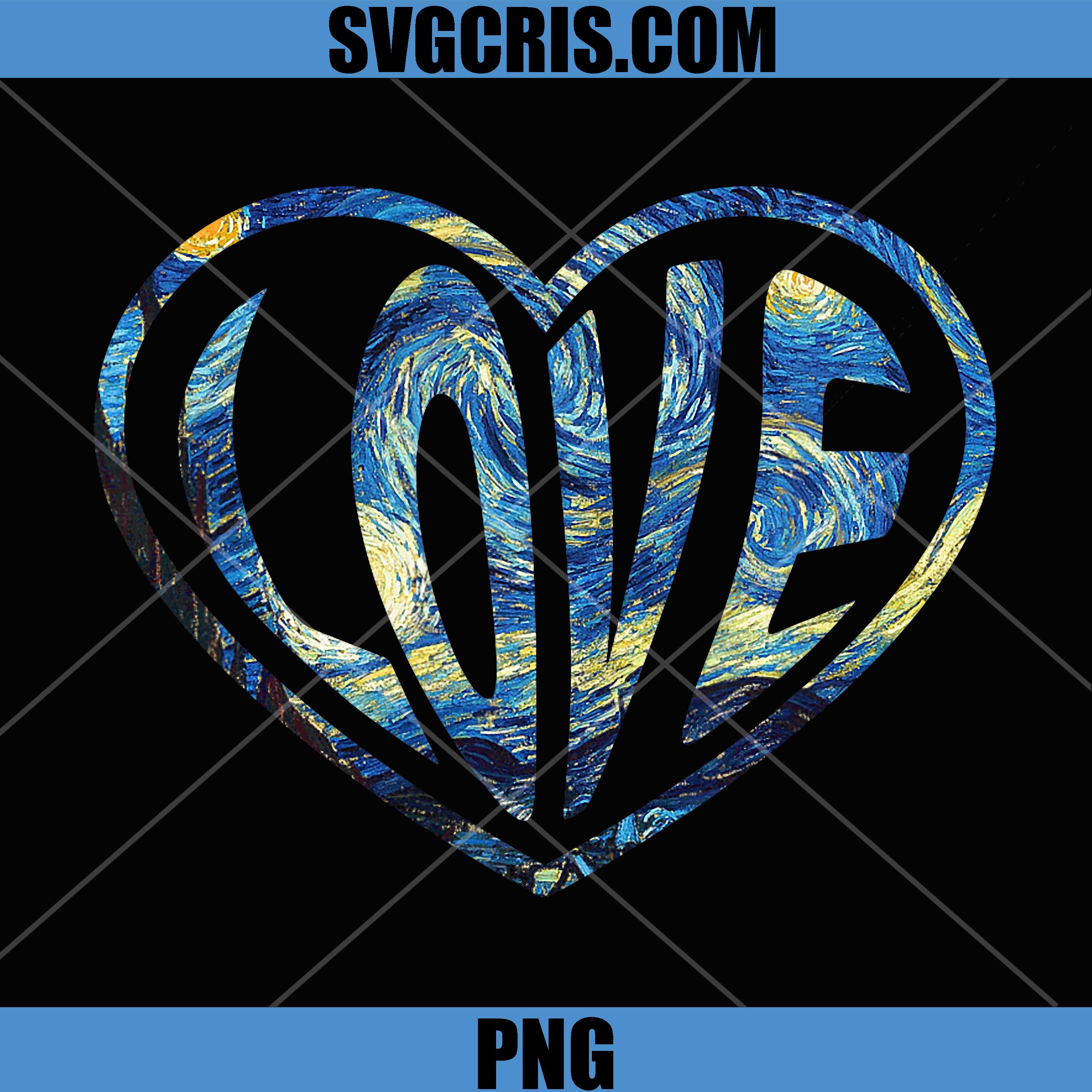 Van Gogh Starry Night Art PNG, Lovers Heart Print PNG 