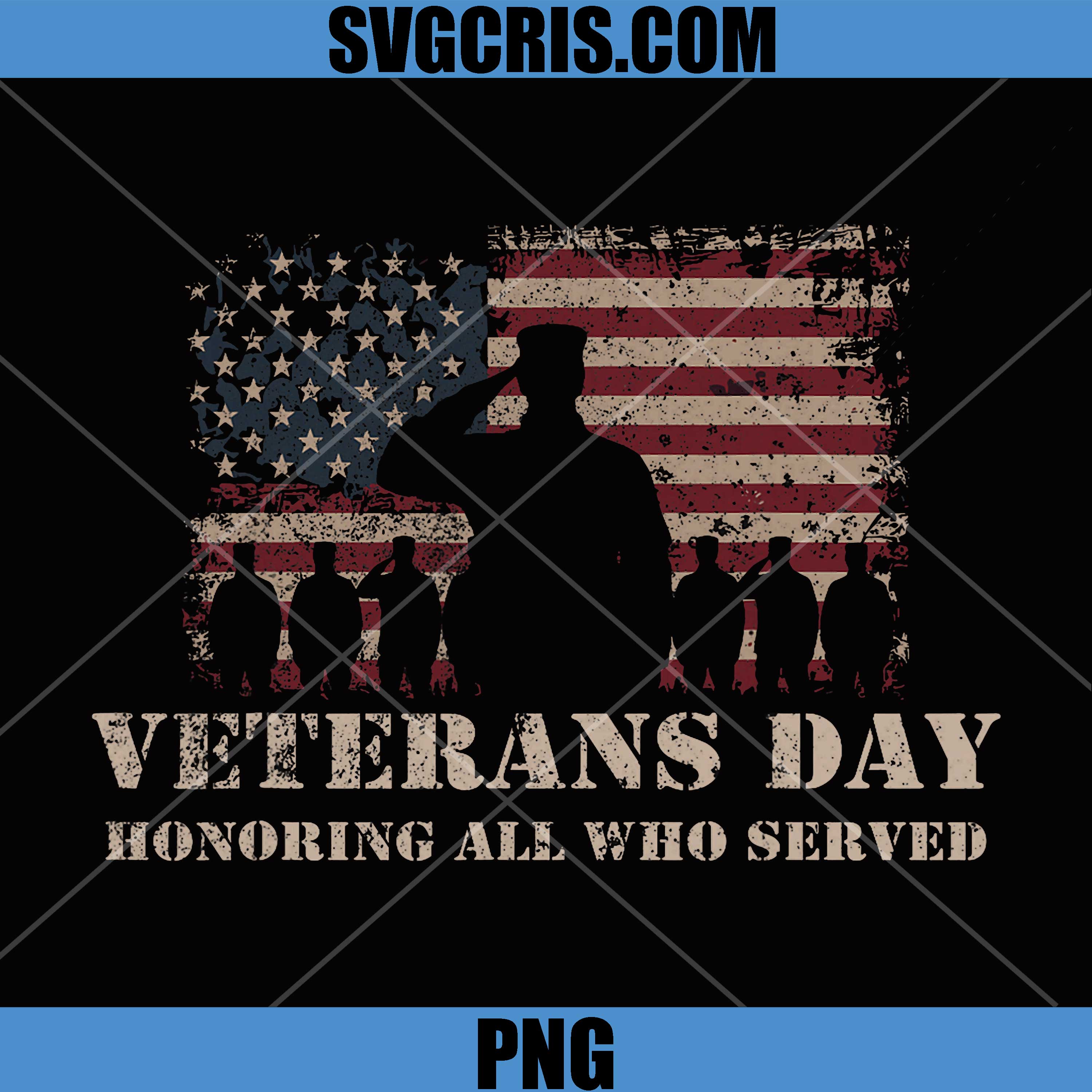 Veterans Day Honoring All Who Served PNG, Patriotic Flag Soldier PNG