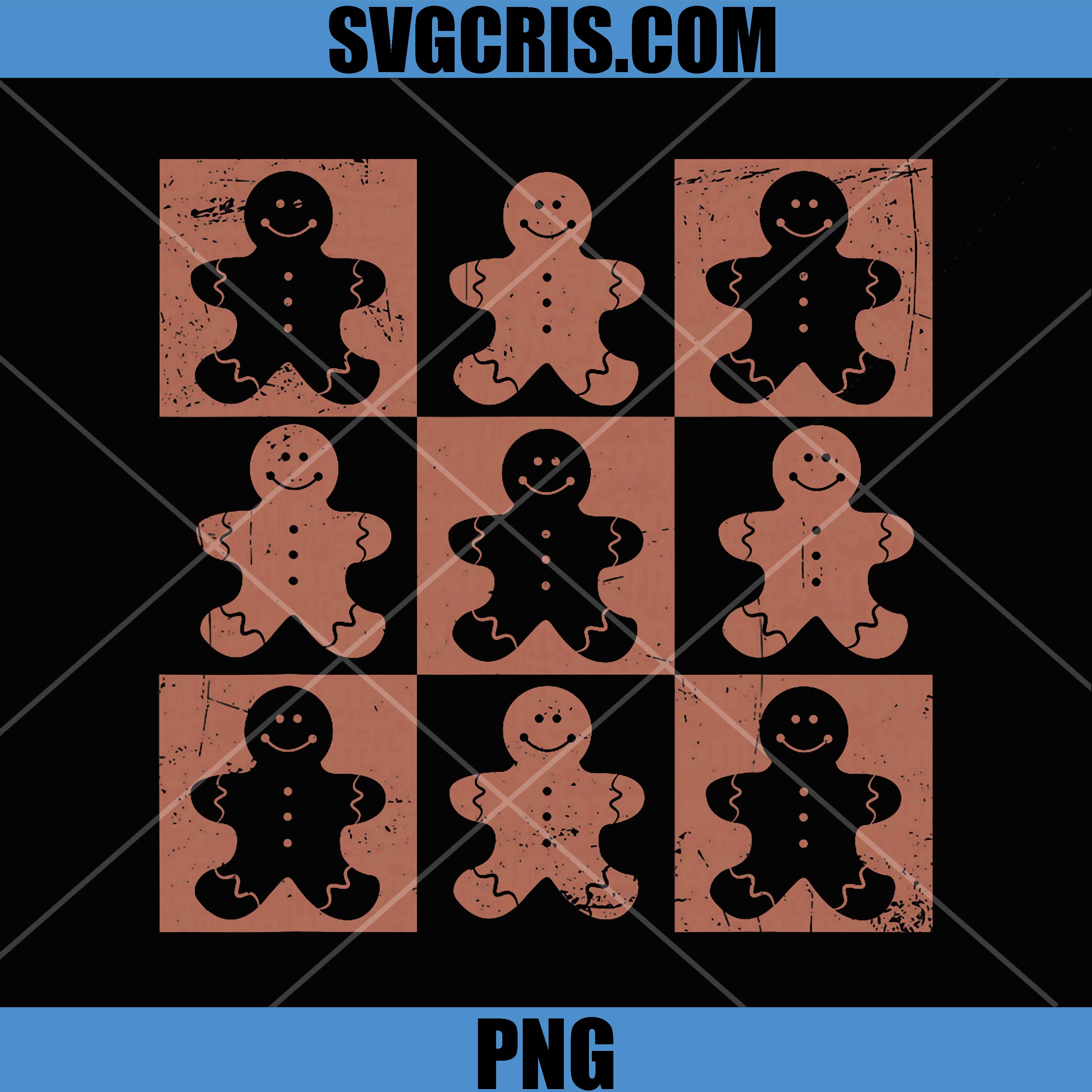 Vintage Gingerbread Man Checkered PNG, Retro Christmas PNG