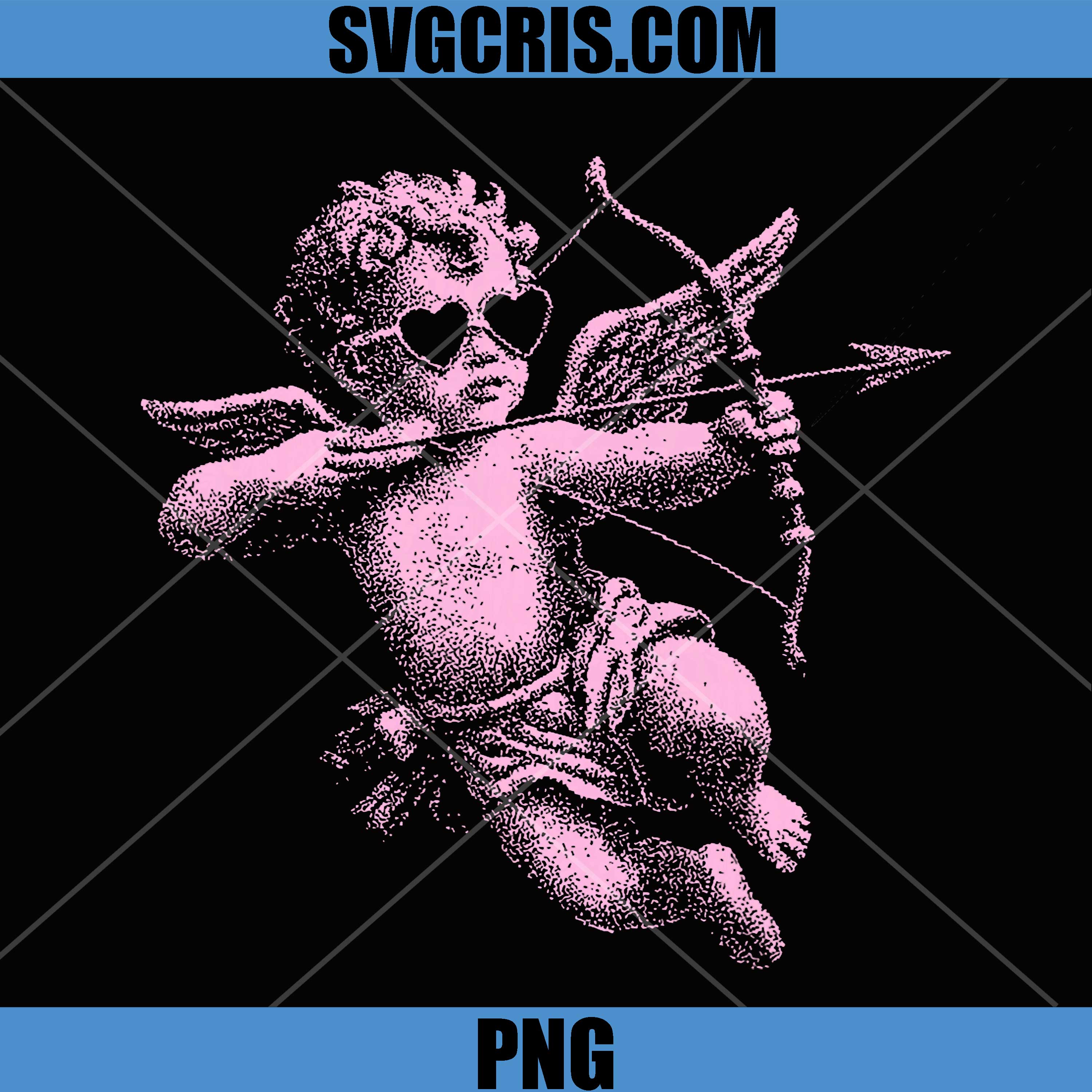 Vintage Cupid Heart PNG, Sunglasses Valentines PNG