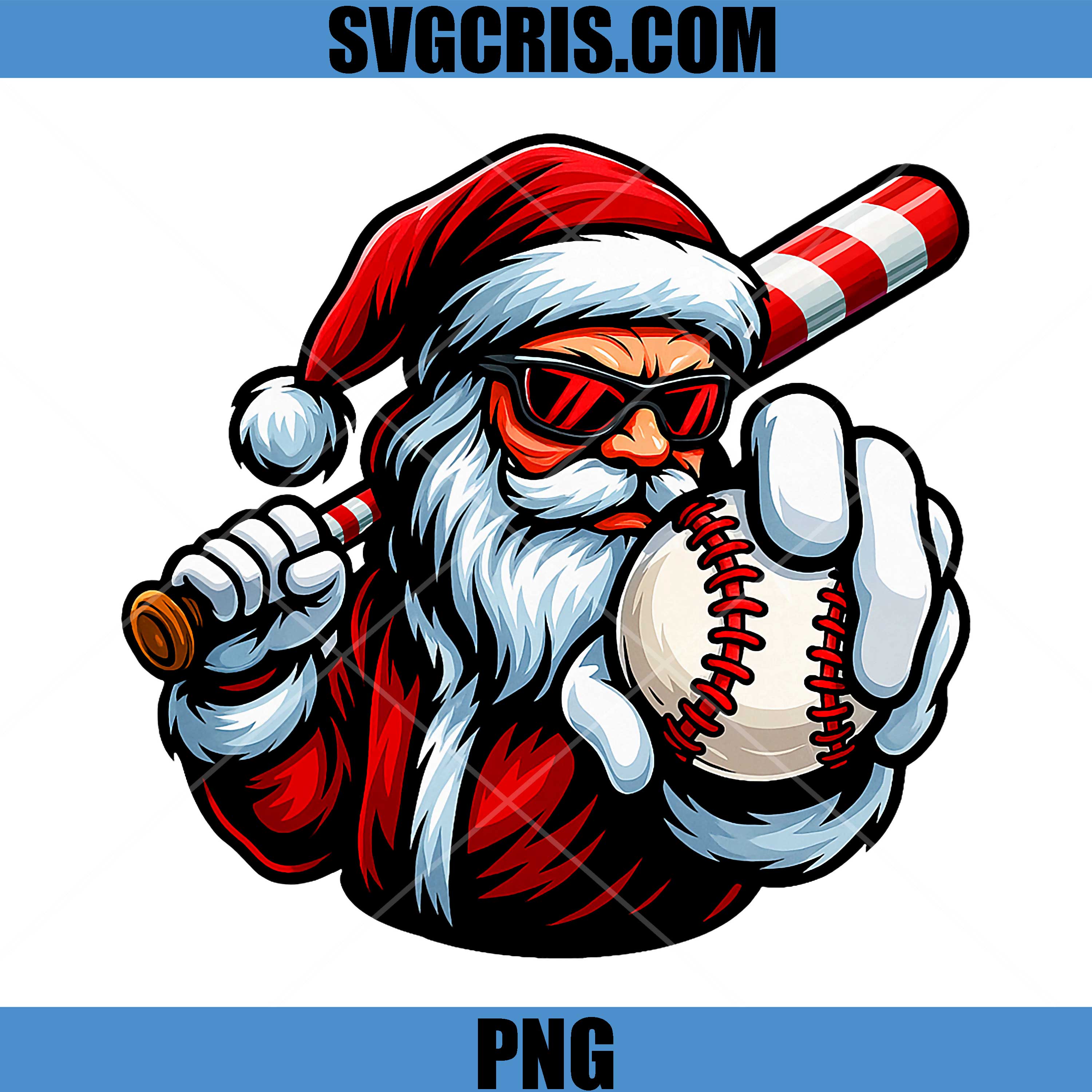 Vintage Graphic Santa Baseball PNG, Christmas Sport PNG