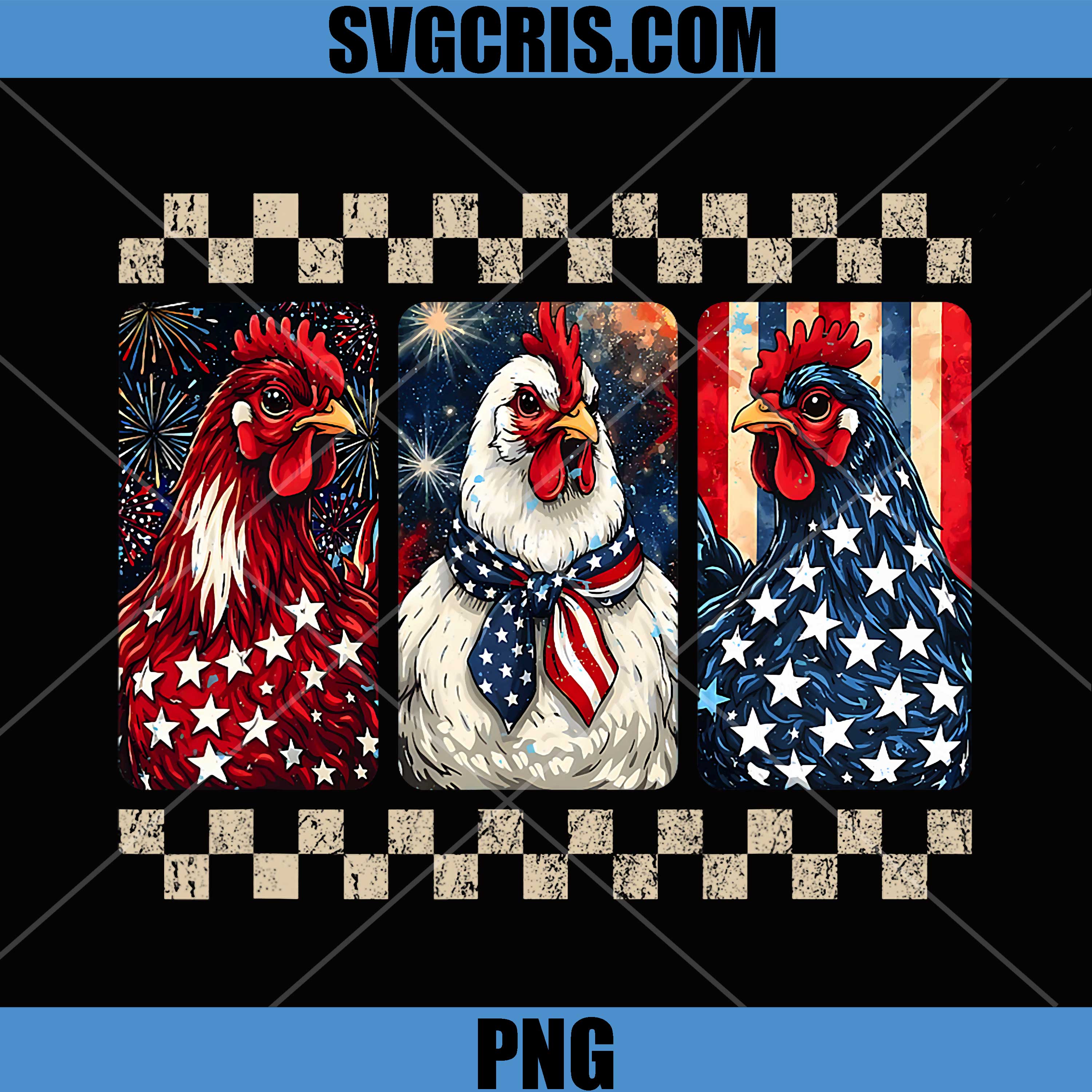 Patriotic Chicken 4th July PNG, Funny Patriotic Chicken PNG