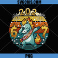 Sunset Cute Dabbing Fire Horse 2026-7 PNG, New Year Funny PNG