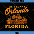 Visit Sunny Orlando Florida PNG, Vintage Skyline Souvenir PNG