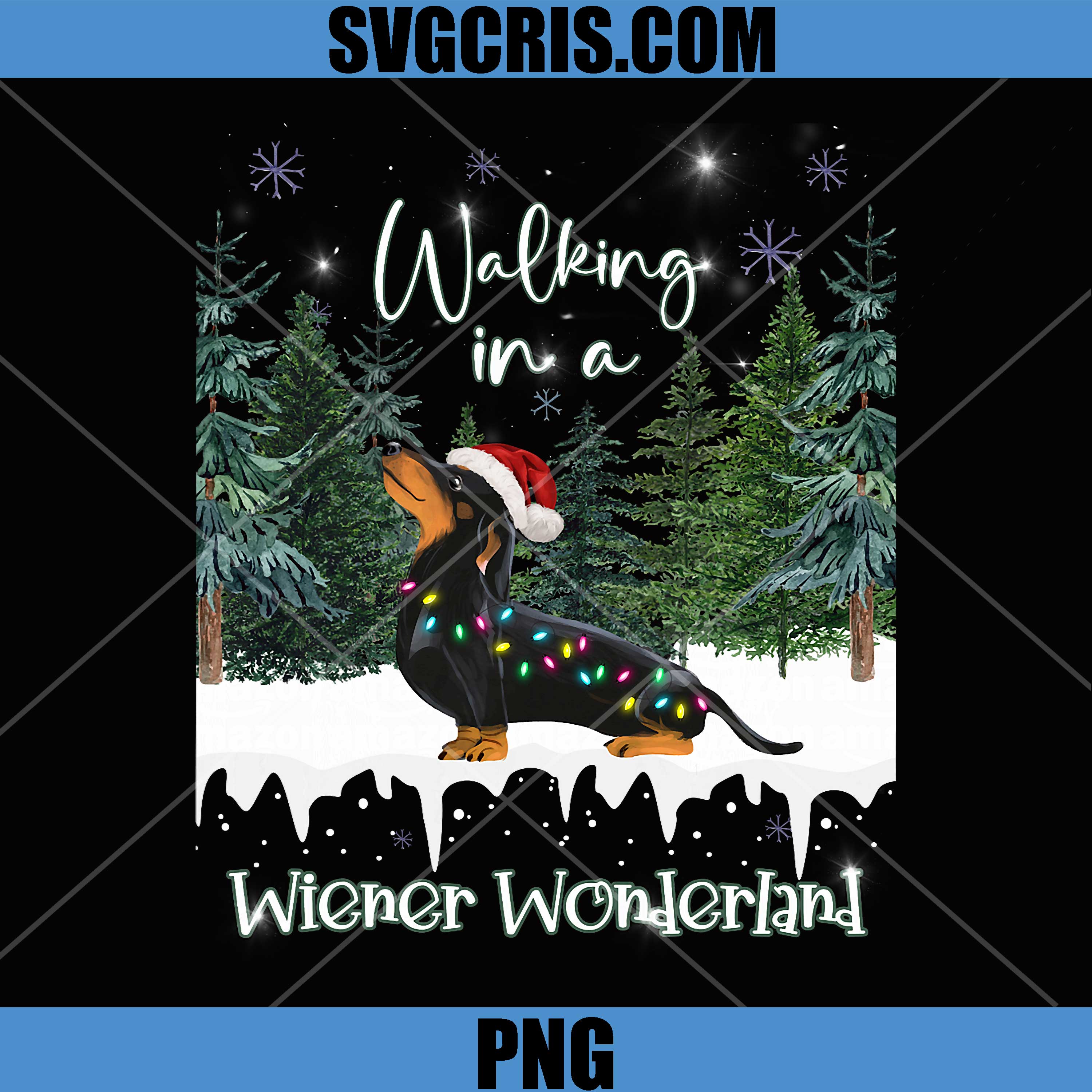 Walking in A Wiener Wonderland PNG, Dachshund Xmas PNG