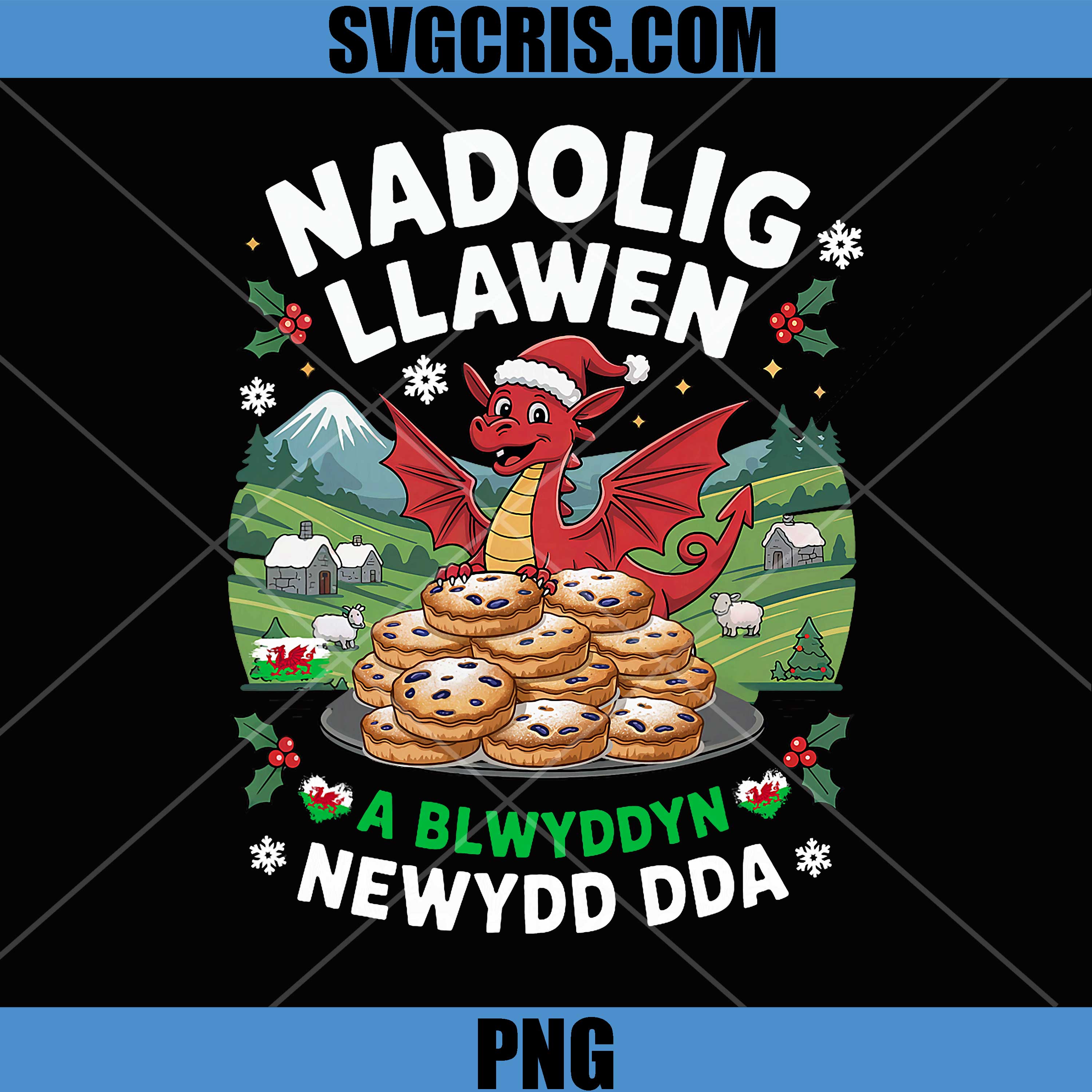 Nadolig Llawen Welsh Dragon Christmas PNG, A Blwyddyn Newydd Dda PNG
