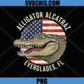 Alligator Alcatraz Everglades Florida PNG, Vintage American Flag Alligator Everglades Design PNG