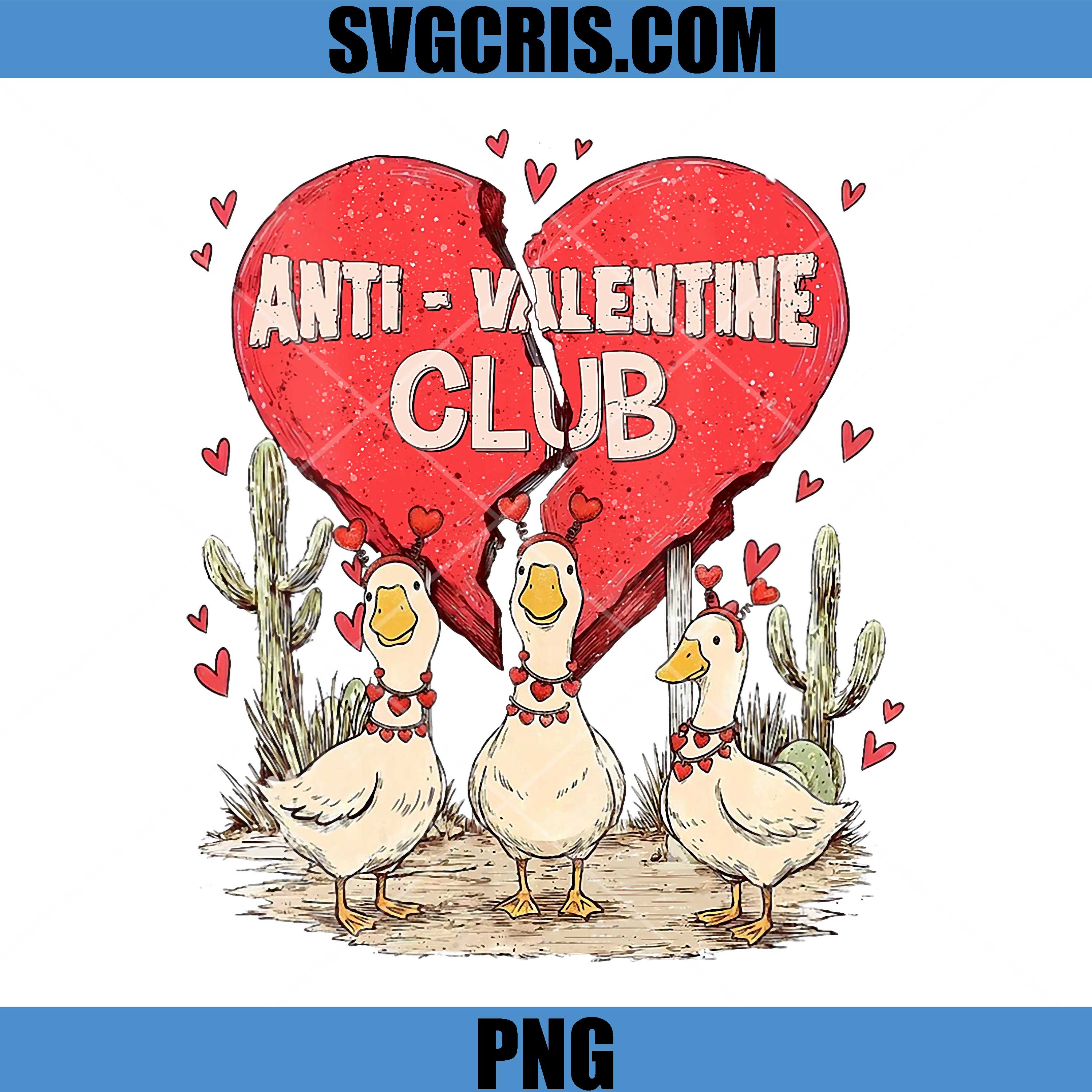 Anti Valentine Club PNG, Funny Goose Single Valentines PNG