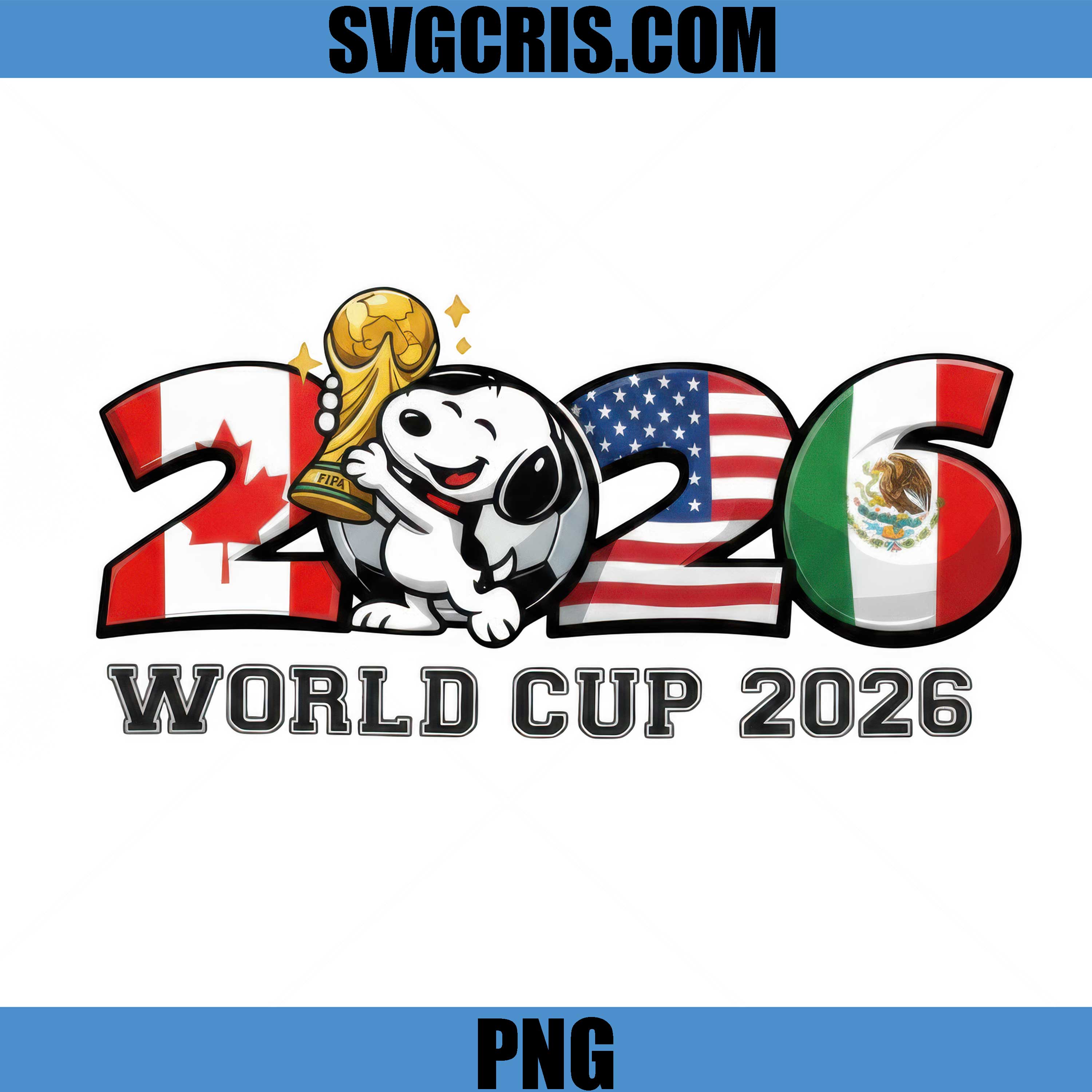 World Cup 2026 Snoopy Trophy PNG, USA Canada Mexico Soccer PNG
