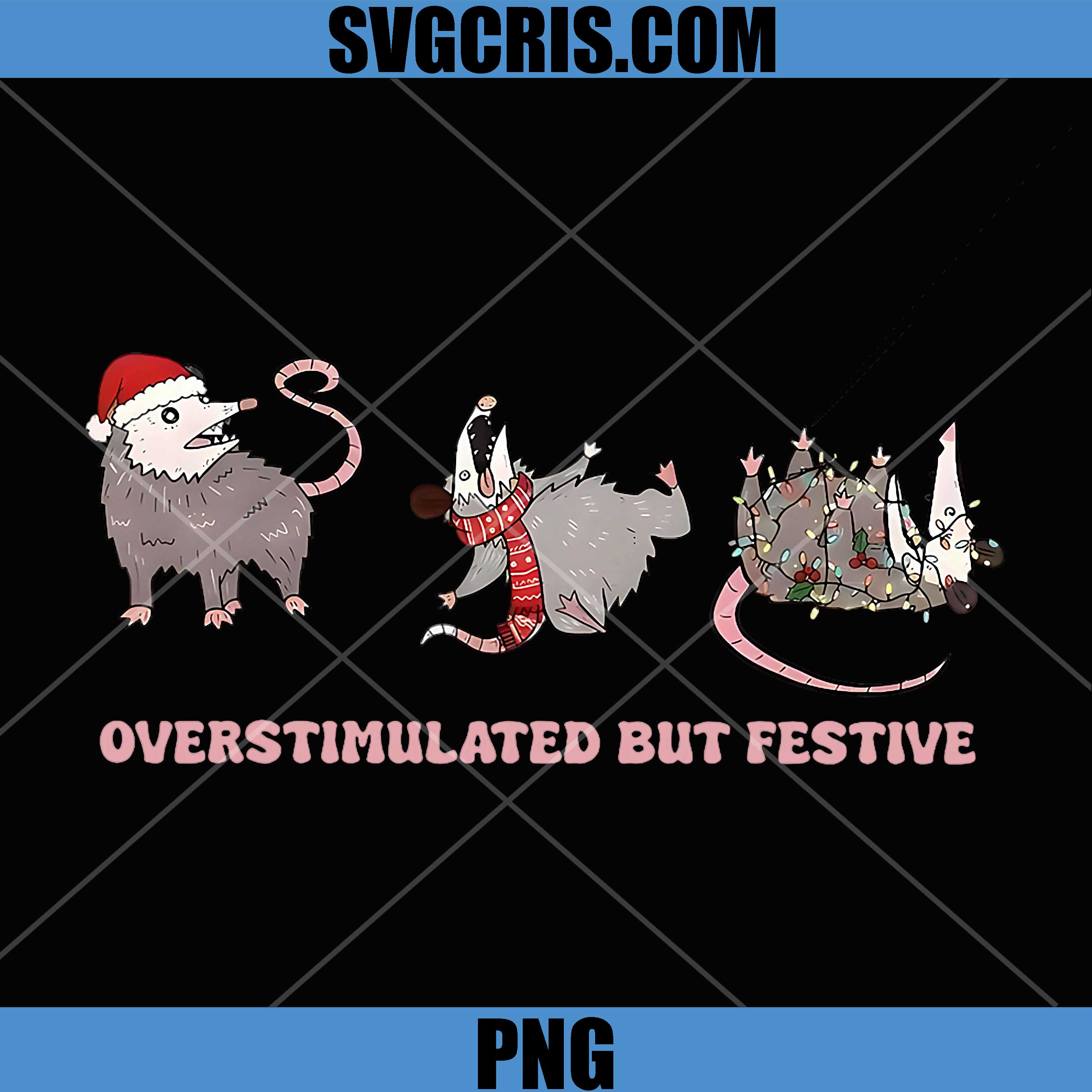 Xmas Opossums PNG, Overstimulated But Festive PNG, Possum Christmas PNG 