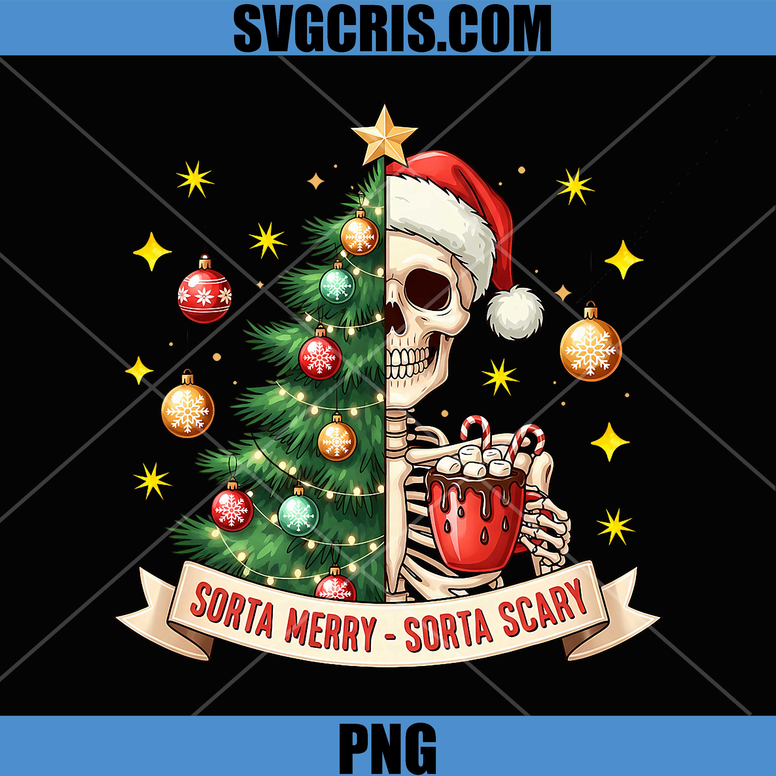 Xmas Skeleton PNG, Sorta Merry Sorta Scary PNG 