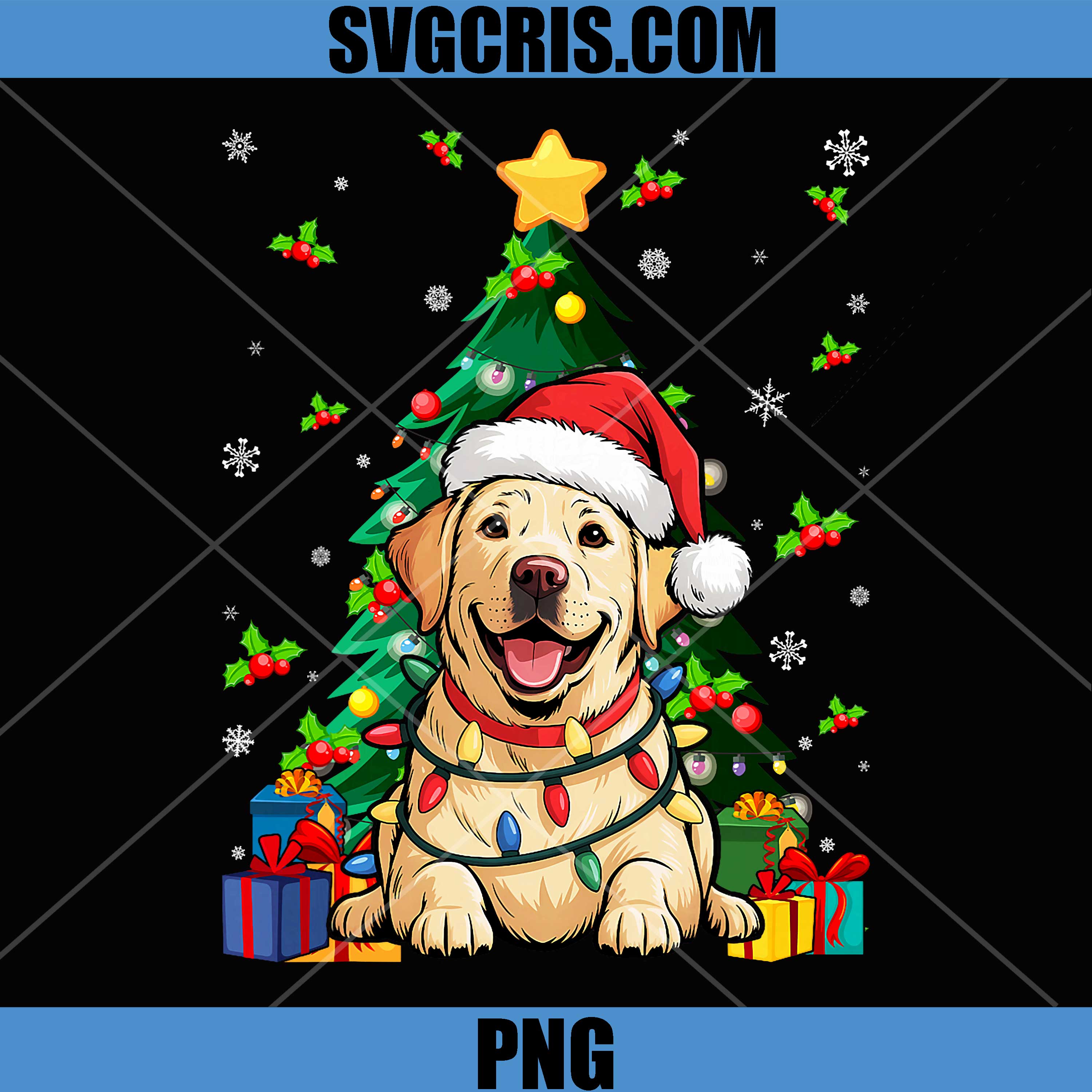 Yellow Lab Labrador Christmas Tree PNG, Dog Lover Xmas PNG