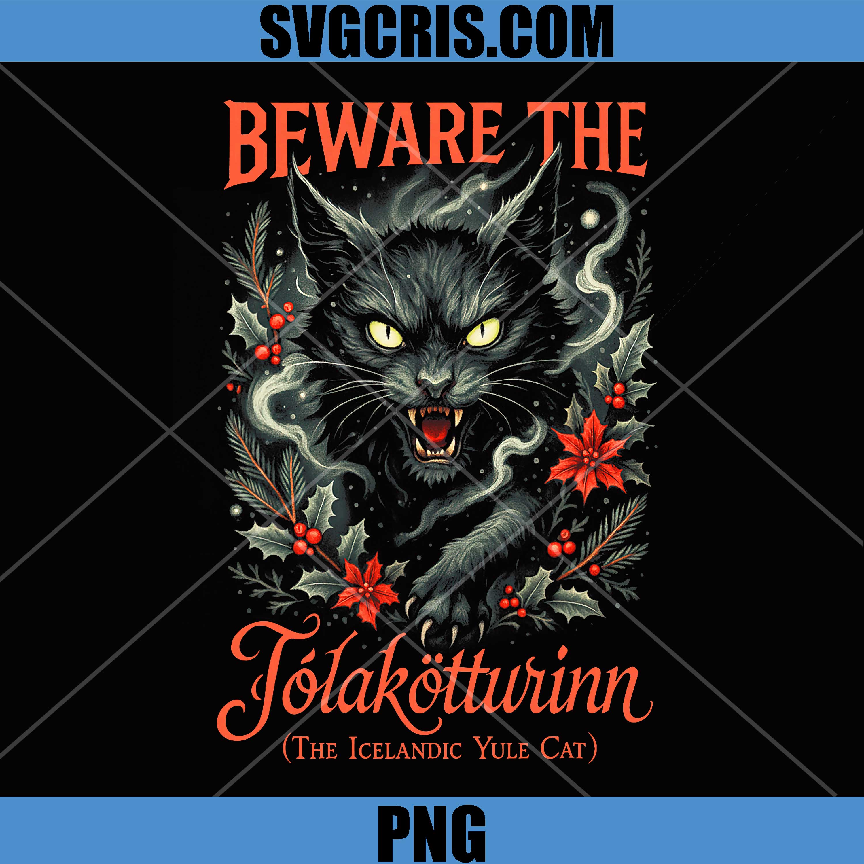 Yule Cat Christmas PNG, Jolakotturinn Mystical Icelandic Folklore PNG